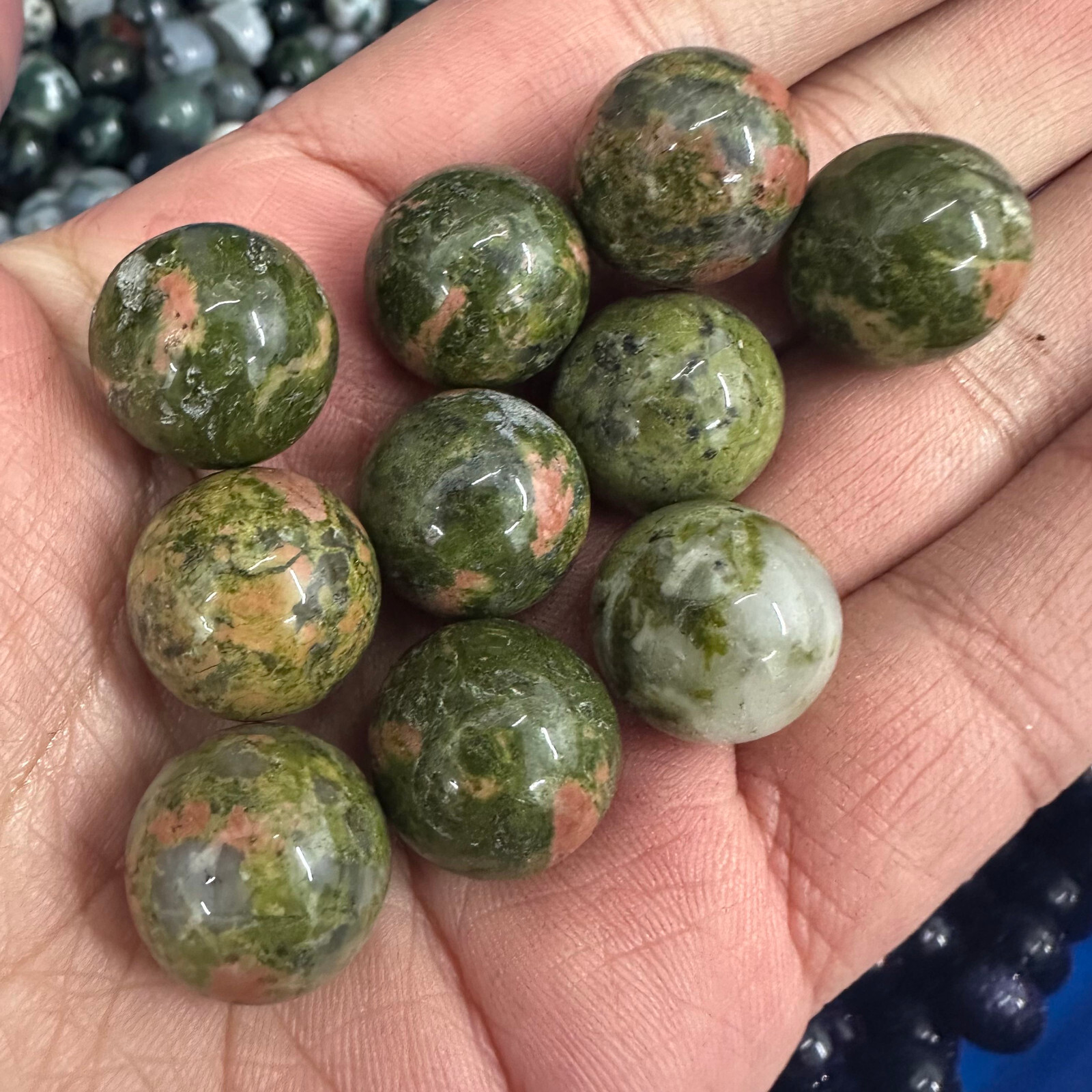 5PC Natural Unakite Ball Quartz Crystal Sphere Energy Healing Stone Gift