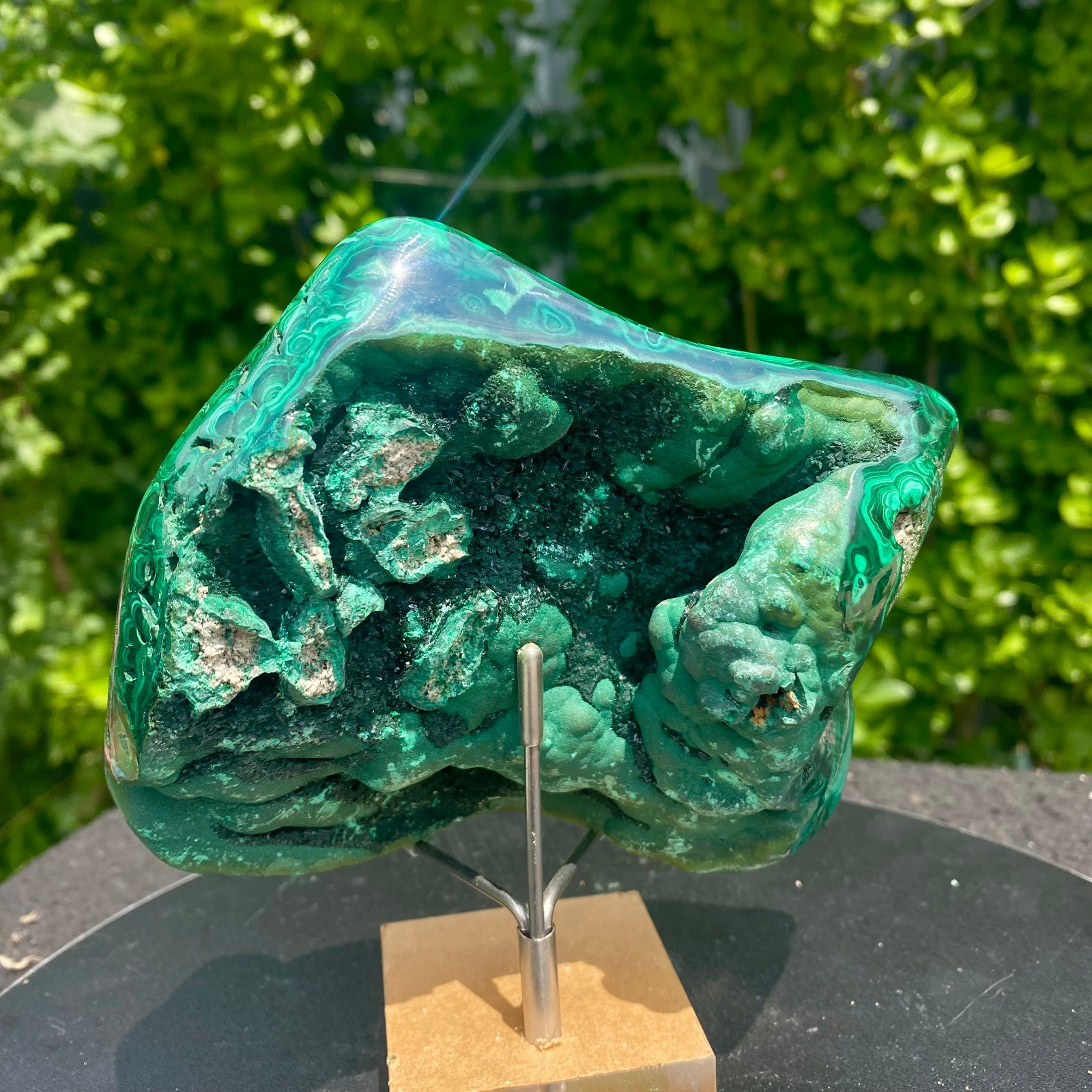 2.09LB Natural glossy Malachite transparent cluster rough mineral sample