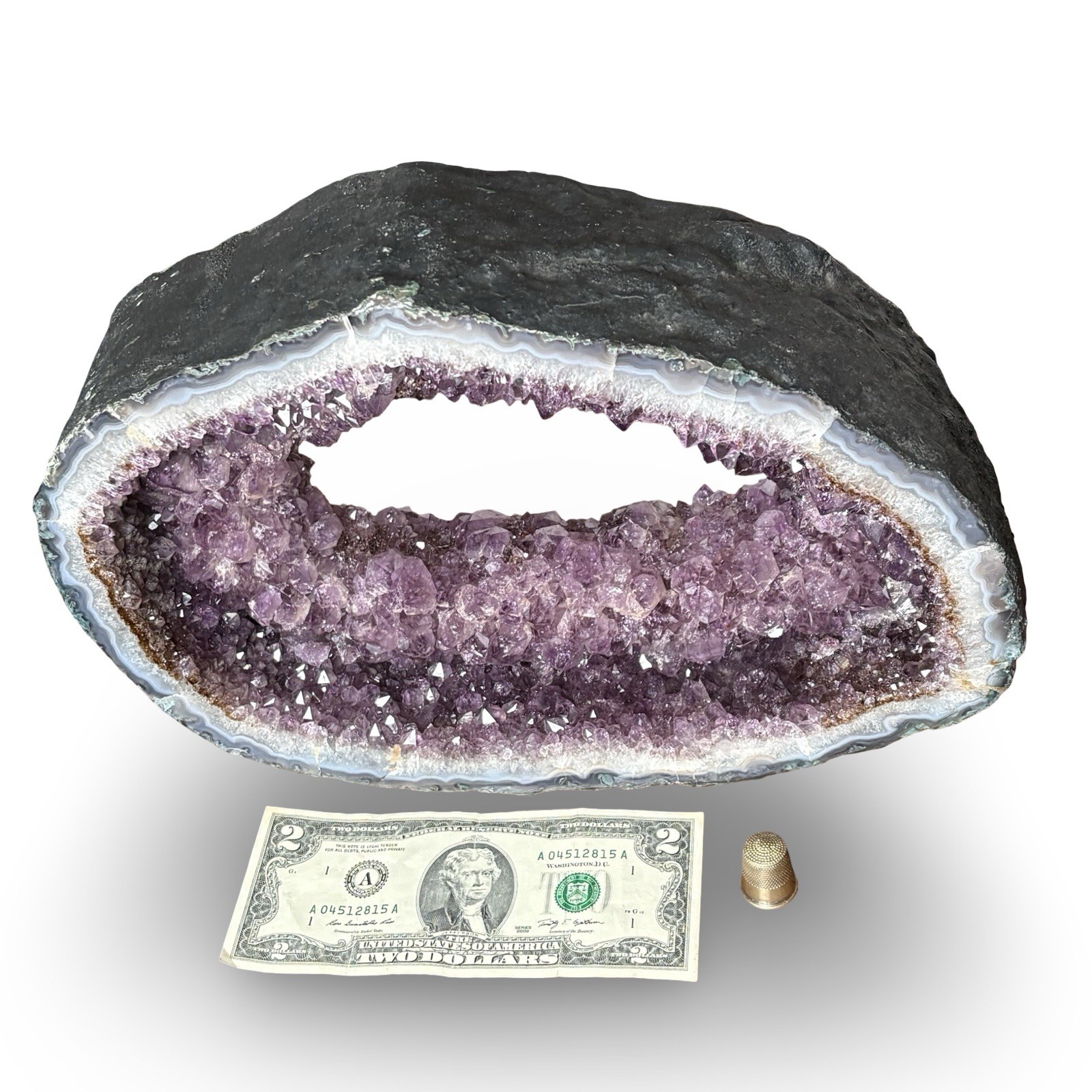 Vintage 15lb Amethyst Geode Crystal Cluster 12x7x4” Purple Druzy Portal Cathedra