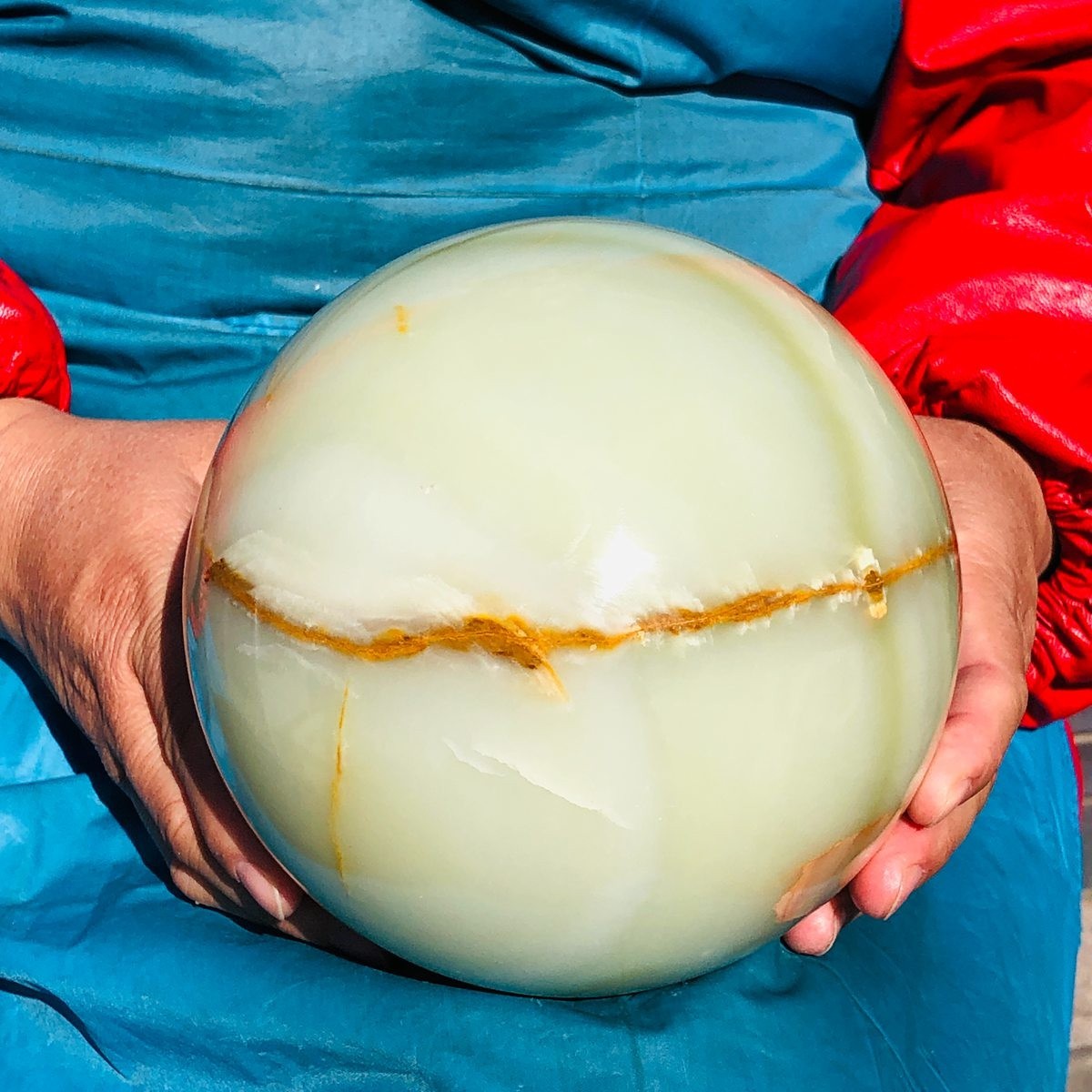 10.58LB Natural Afghan Jade Sphere Polished Crystal Healing Ball Home Reiki
