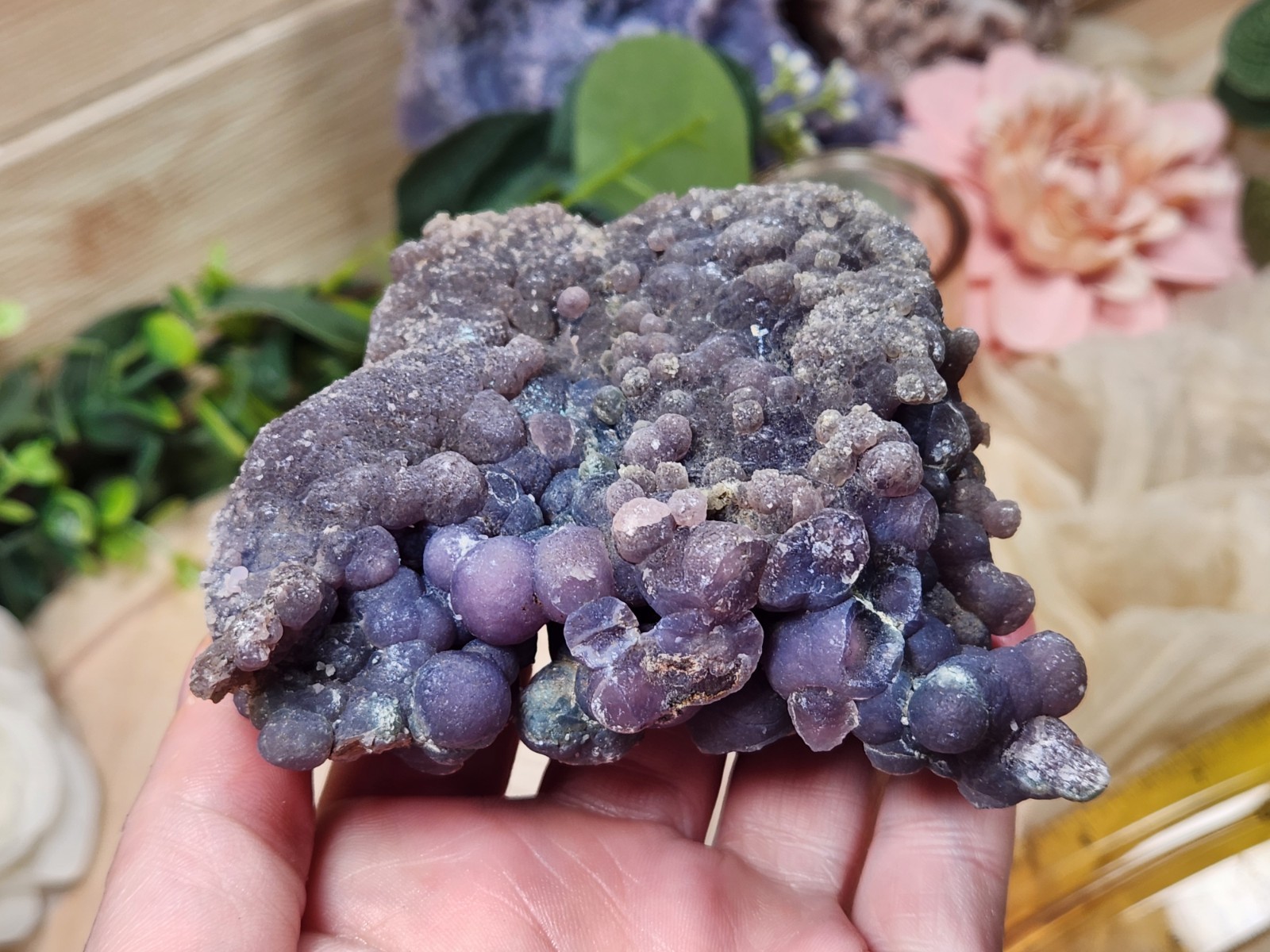 236g Large Purple Grape Agate Crystal Cluster, Botryoidal Chalcedony, INDONESIA