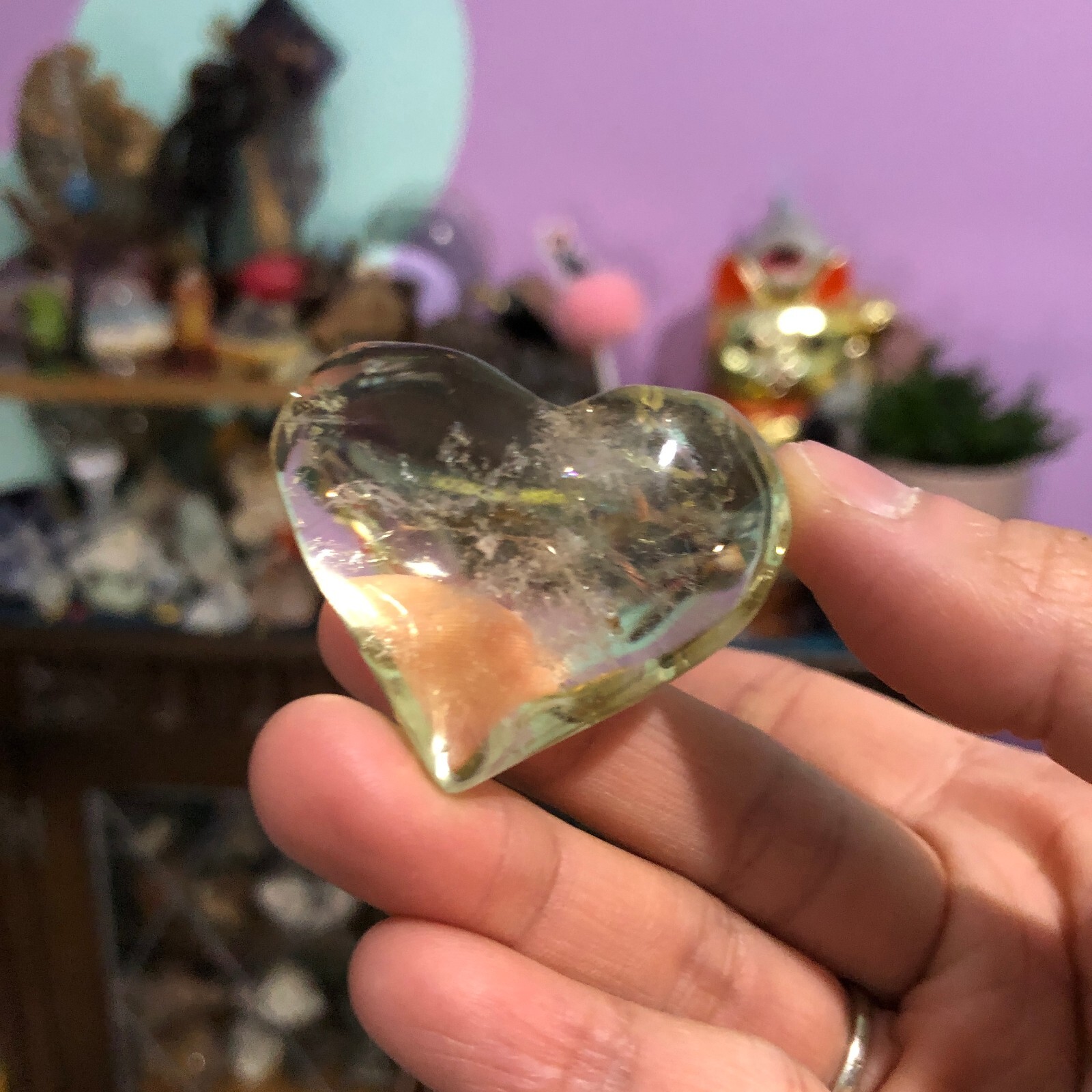 2x Clear Citrine Heart Shape Crystal Quartz Energy Healing Chakras 58g 4cm