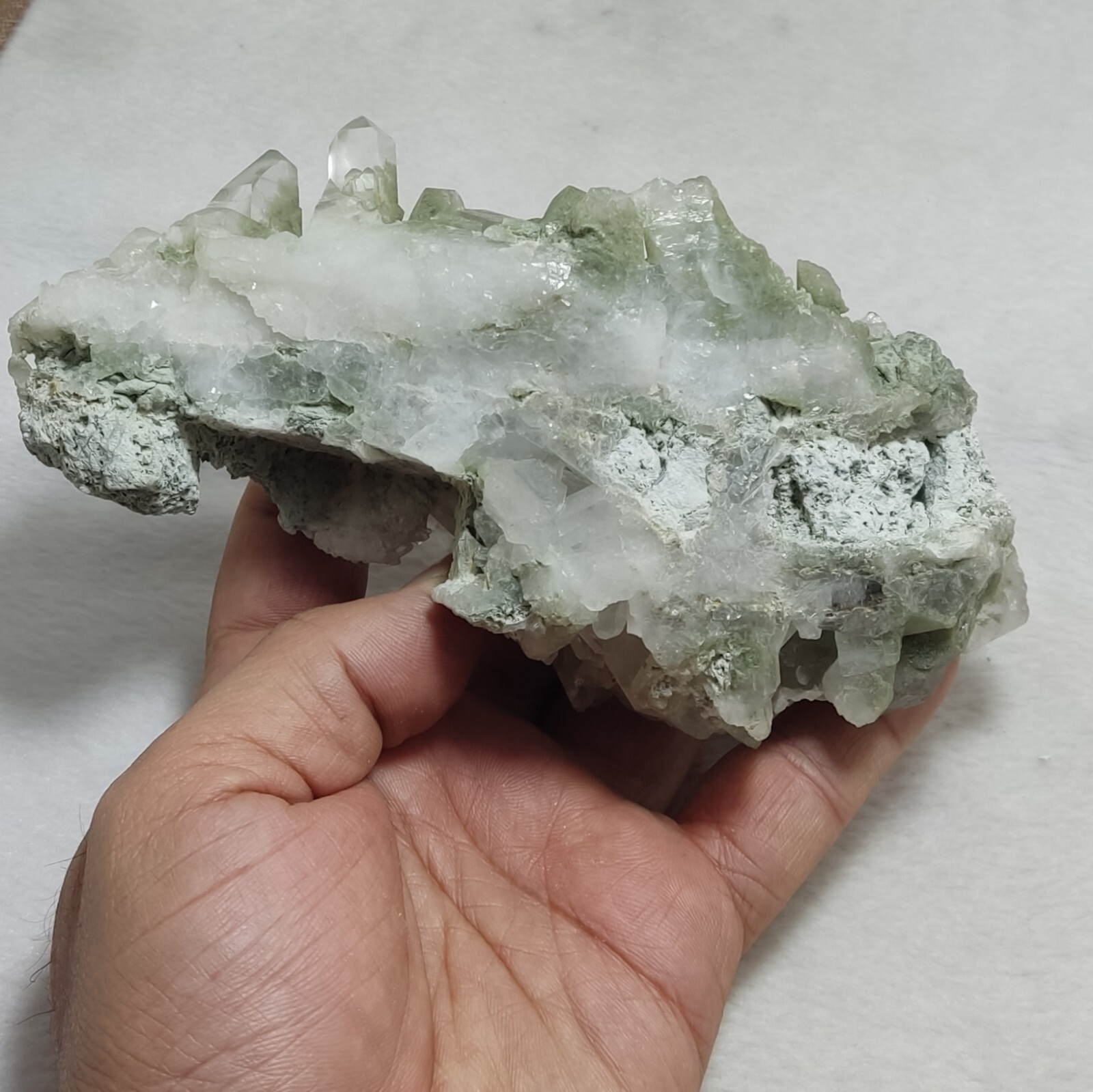 Natural terminated chlorite Quartz cluster 504 grams