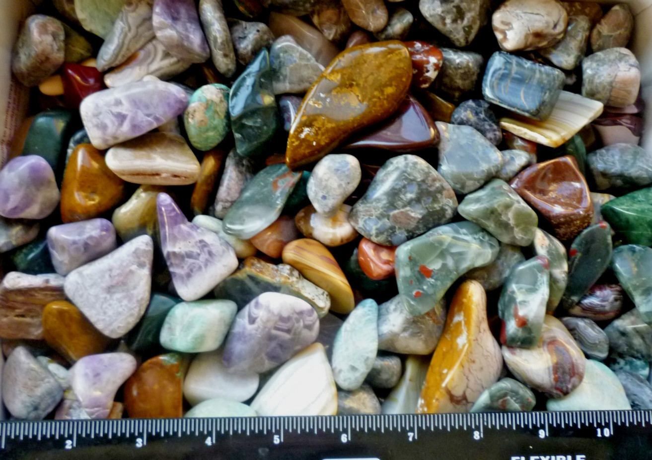 Mix Tumbled Polished Agates, Quartz, Jasper, Crystals – Bulk Crystals 8 oz Lots