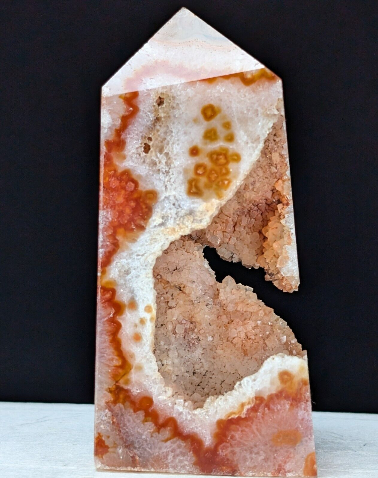Carnelian Tower Drusy Quartz Point Crystal Big Chakra Gemstone
