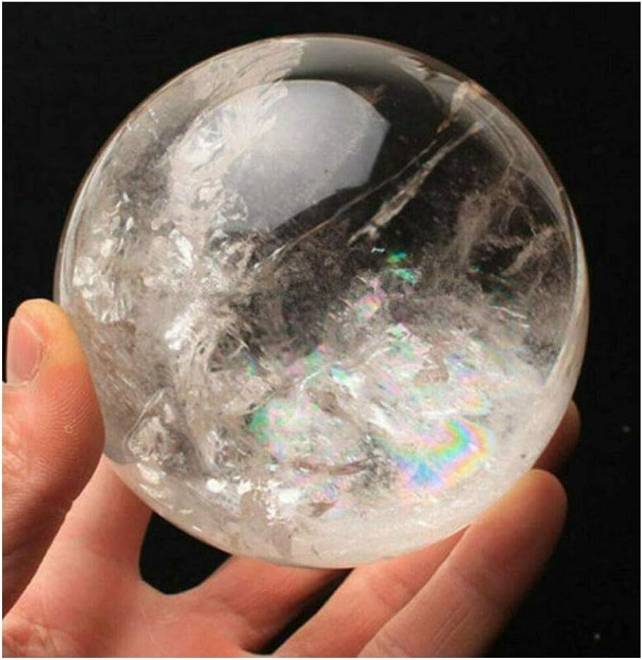 Wixine 1Pcs 35-40Mm Rare Clear Natural Rainbow Large Quartz Crystal Sphere Ball
