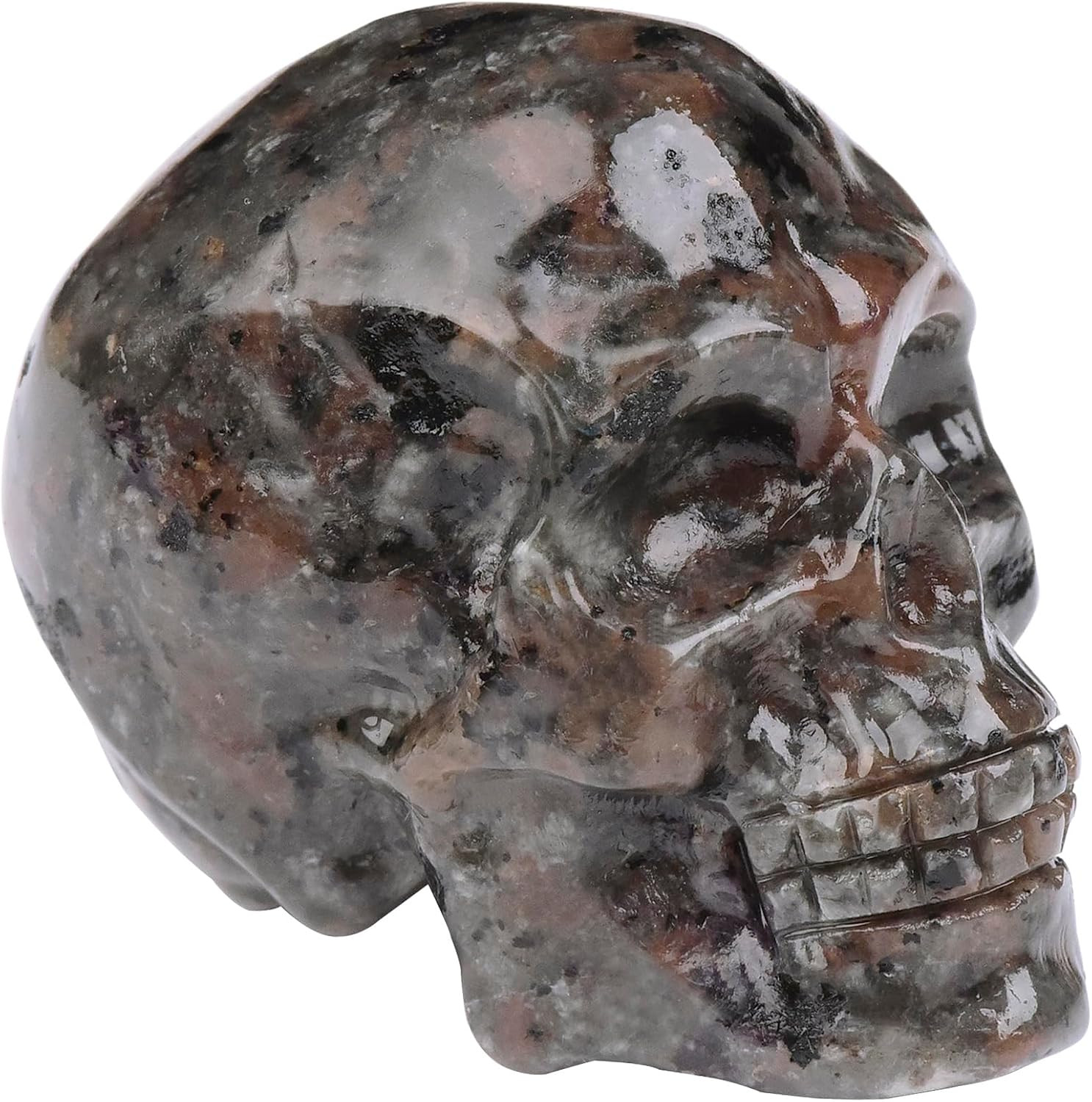 2Inch Flame Stone Crystal Carved Skull Statue Spiritual Decor Skull Bathroom Dec