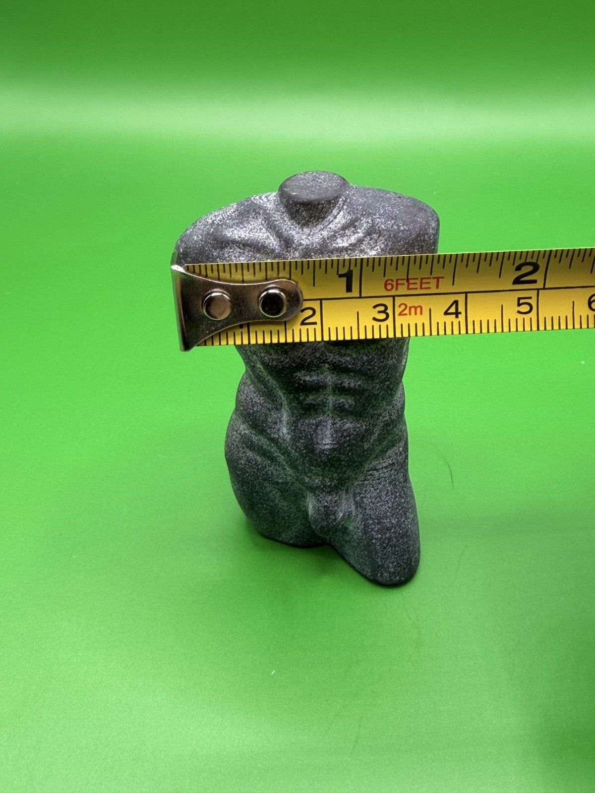 2.57oz 2.7in Black Basalt Male Torso Carving Protection Stone