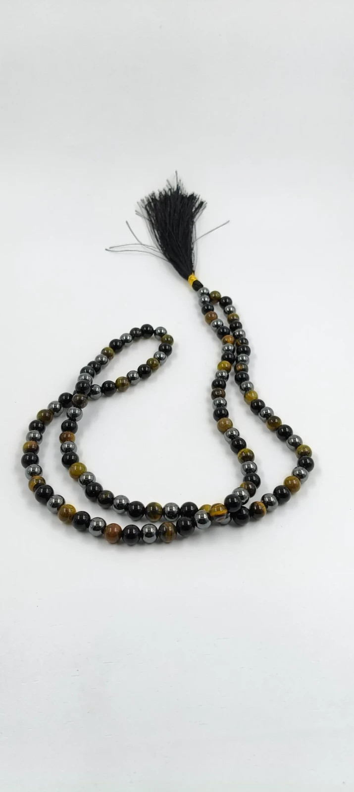 108-Bead Triple Protection Mala 8mm – Black Tourmaline, Hematite & Tiger Eye