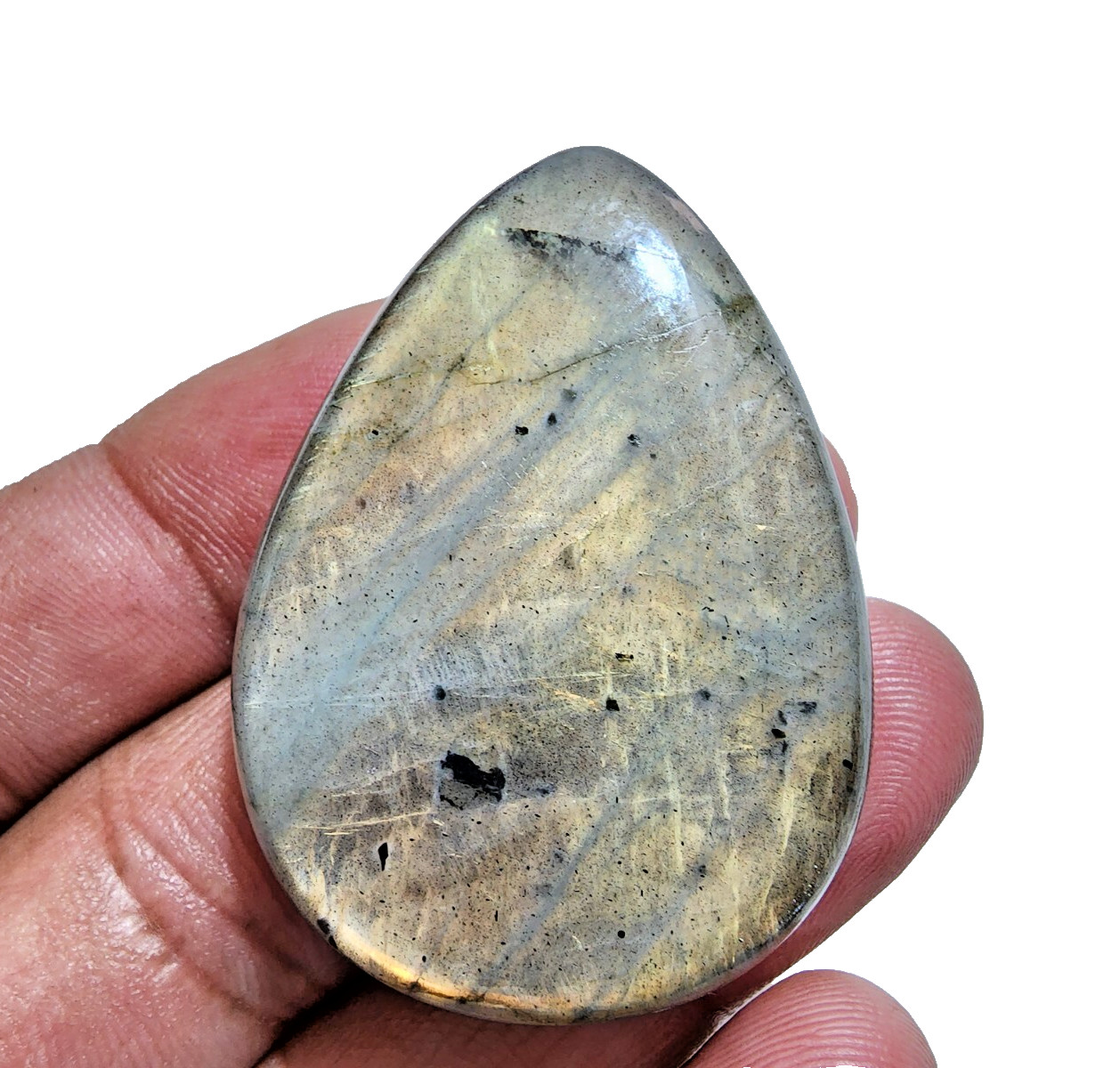 145 Crt Glowing A+ Labradorite Cabochon Pear Shape Gemstone Jewelry For Pendant