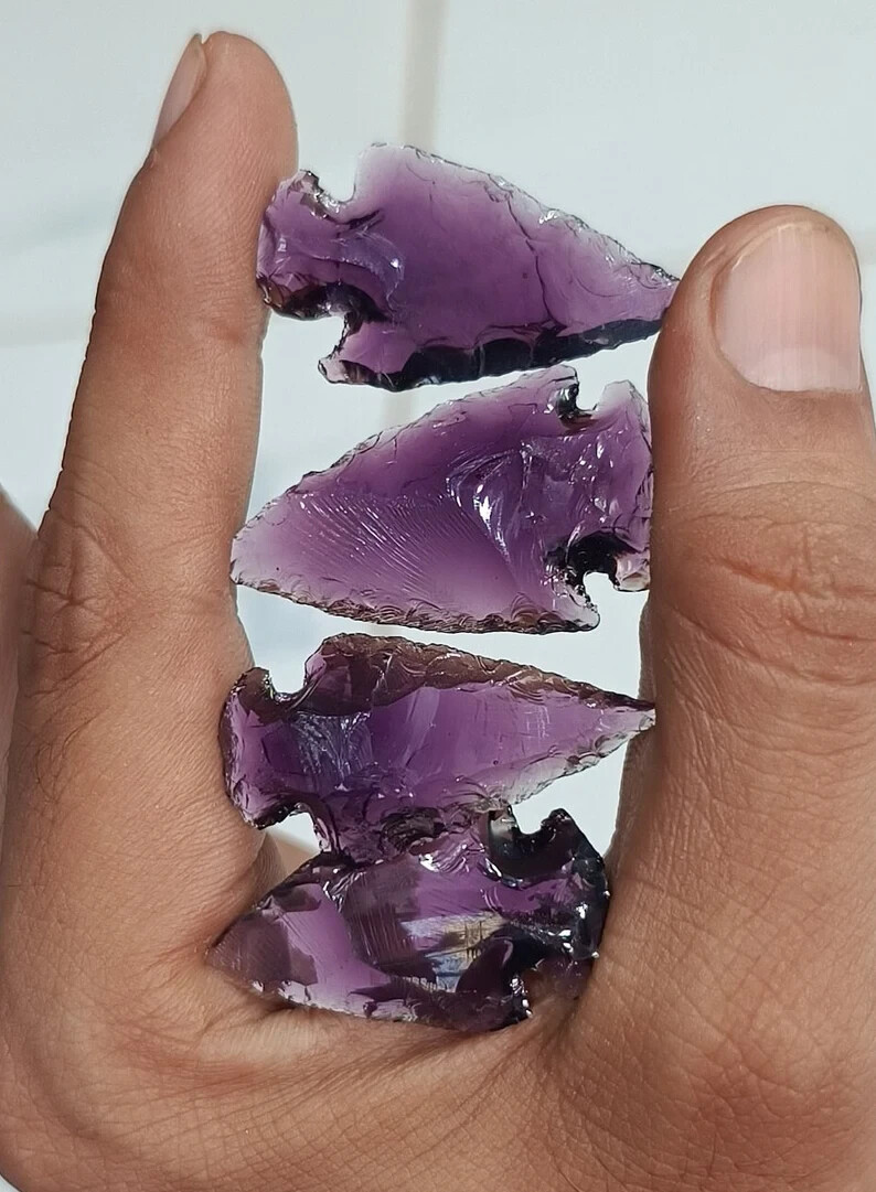 Amethyst Arrowhead Stone 1”-1.25” for Jewelry Making, Crystal Carving