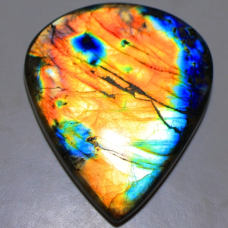 Natural Labradorite Pear , 0.5″- 4″ High Purple Multi Flash, Pick a Size