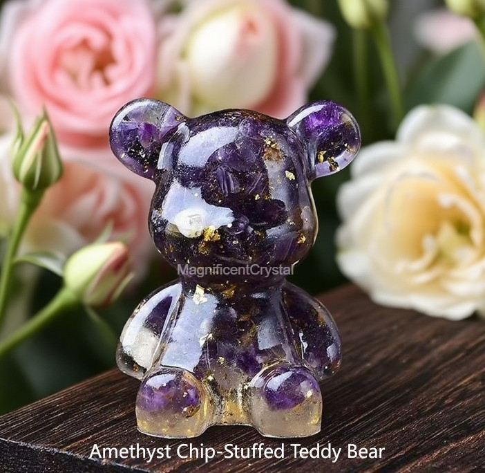 5PCS/Set Natural Crystal Chip-Stuffed Teddy Bear Healing Decor Spiritual Gifts
