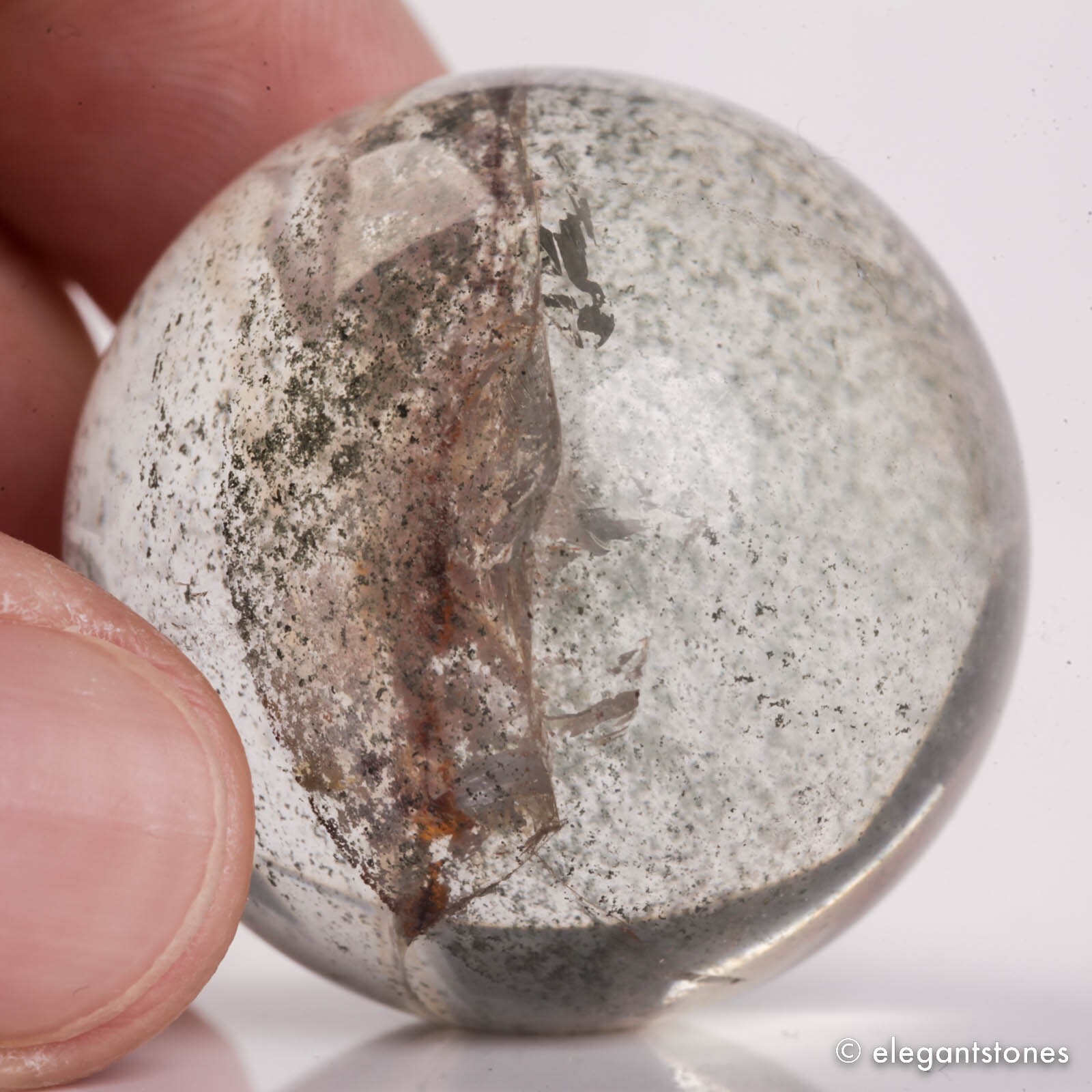 48g32mm Natural Garden/Phantom/Ghost/Lodolite Quartz Crystal Sphere Healing Ball