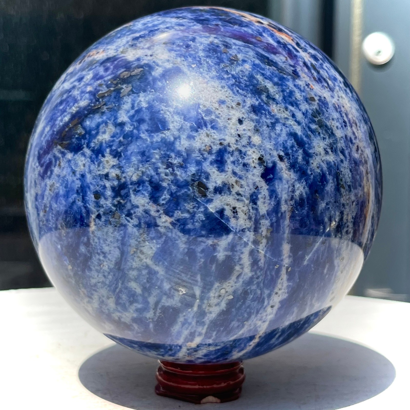 Genuine Blue Sodalite Sphere Unique Spiritual Healing Crystal Ball Gift 4.6 lb