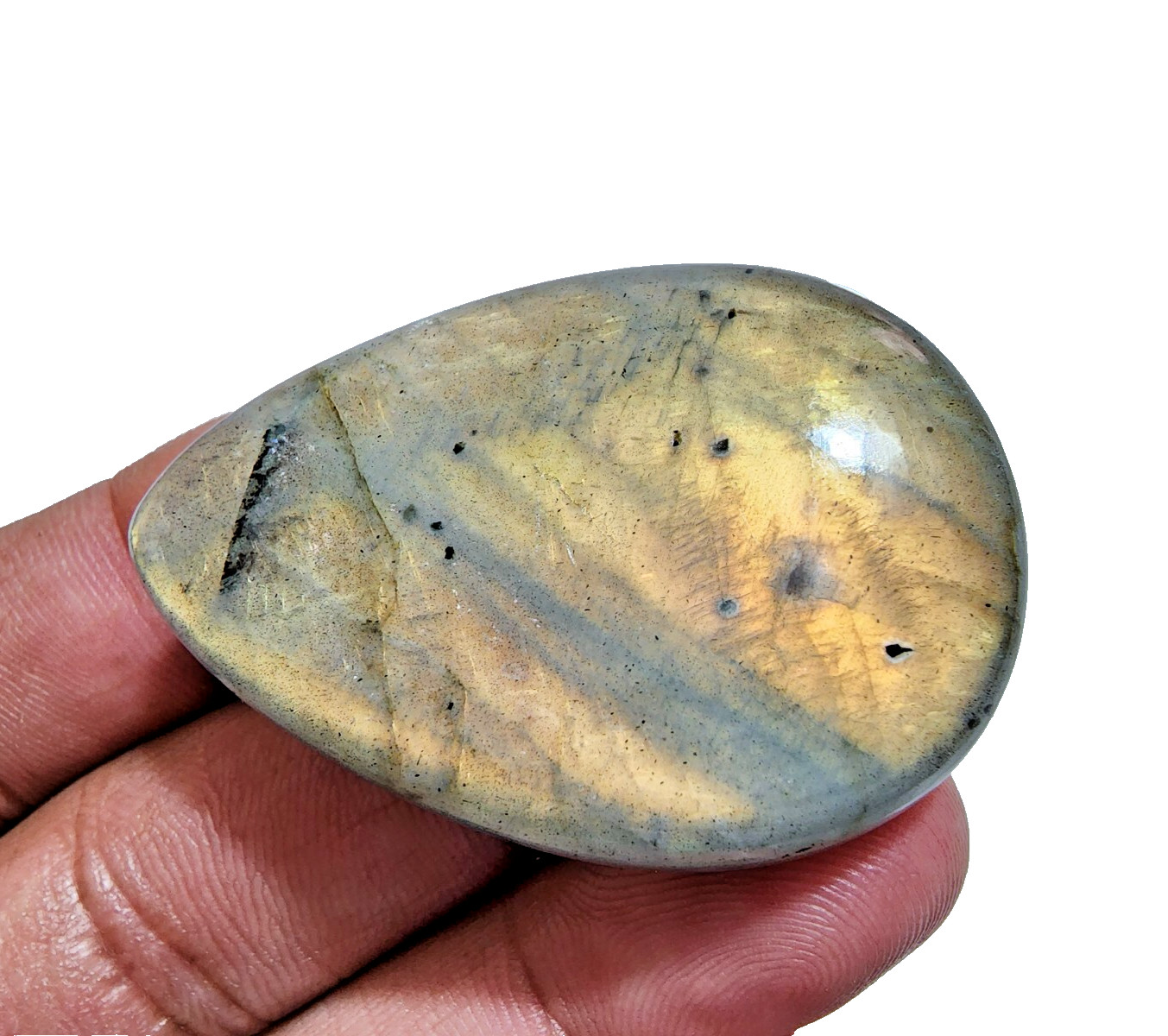 145 Crt Glowing A+ Labradorite Cabochon Pear Shape Gemstone Jewelry For Pendant