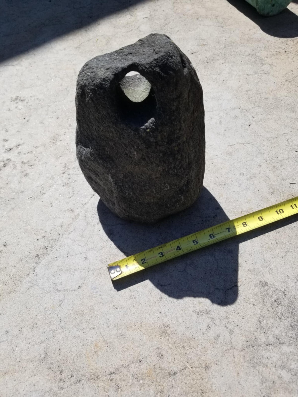 BIG HEAVY WEIRD NATURAL ROCK. LOOK! 9” X 6” HOLE IN ROCK