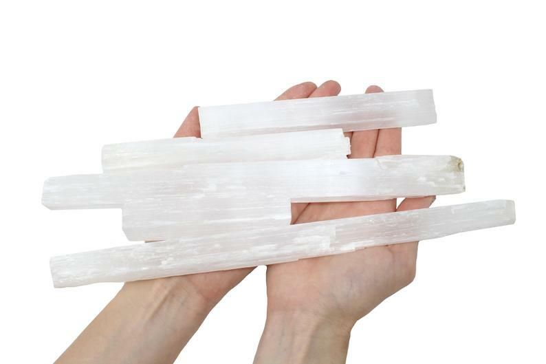 5 Pack Raw Large Selenite Sticks – Irregular Sizes – Over 1 LB Wholesale