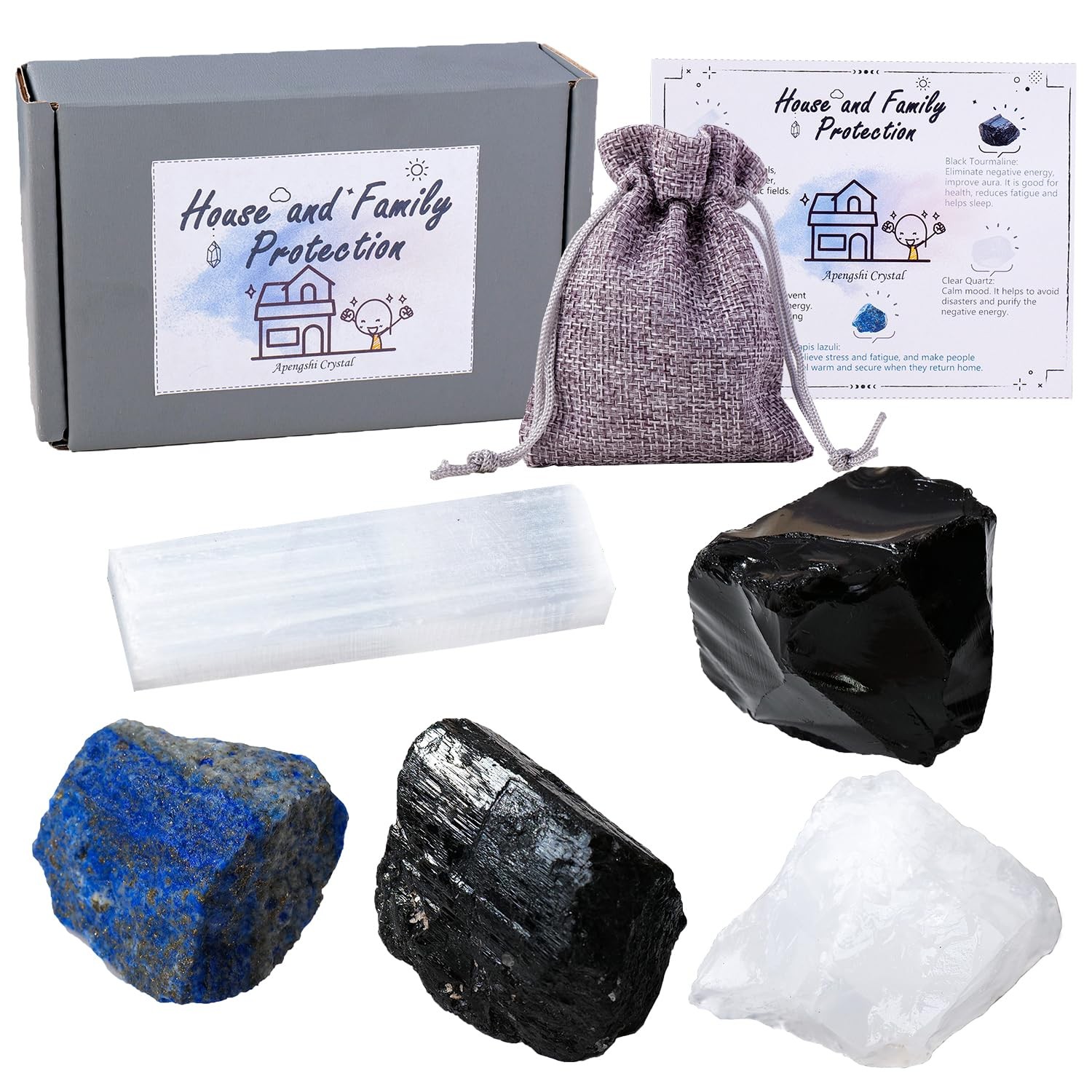 Protection Crystal Stone Set for House and Family Protection Set of 5 Pieces …