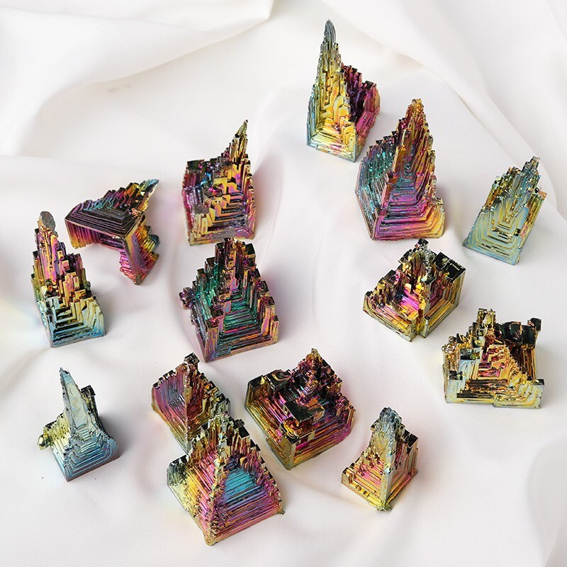 Natural Aura Rainbow Bismuth Titanium Quartz Crystals Raw Mineral Specimen Decor