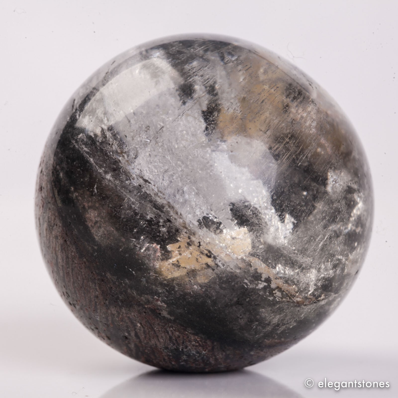 63g36mm Natural Garden/Phantom/Ghost/Lodolite Quartz Crystal Sphere Healing Ball