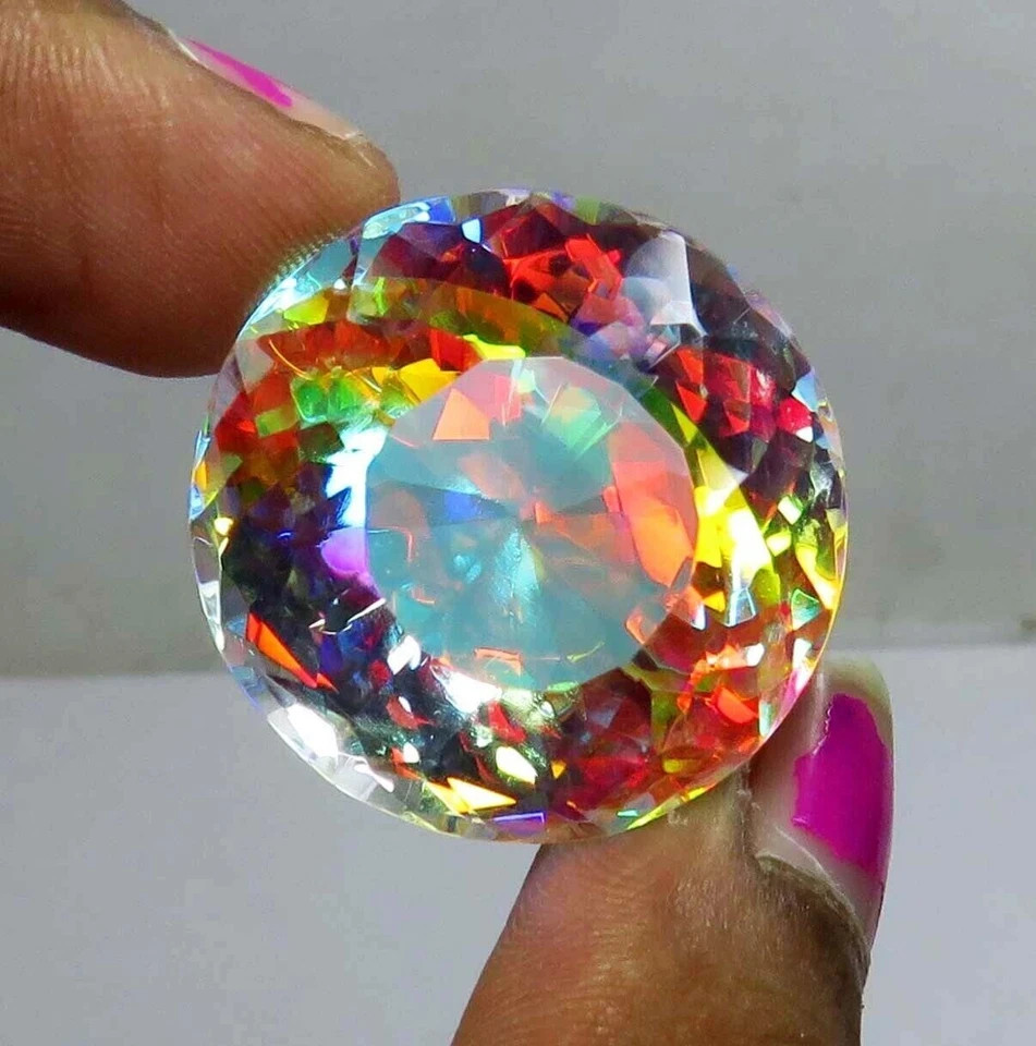82 CT+ AAA Rainbow Color Round Cut Natural Mystic Topaz Certified Gemstone