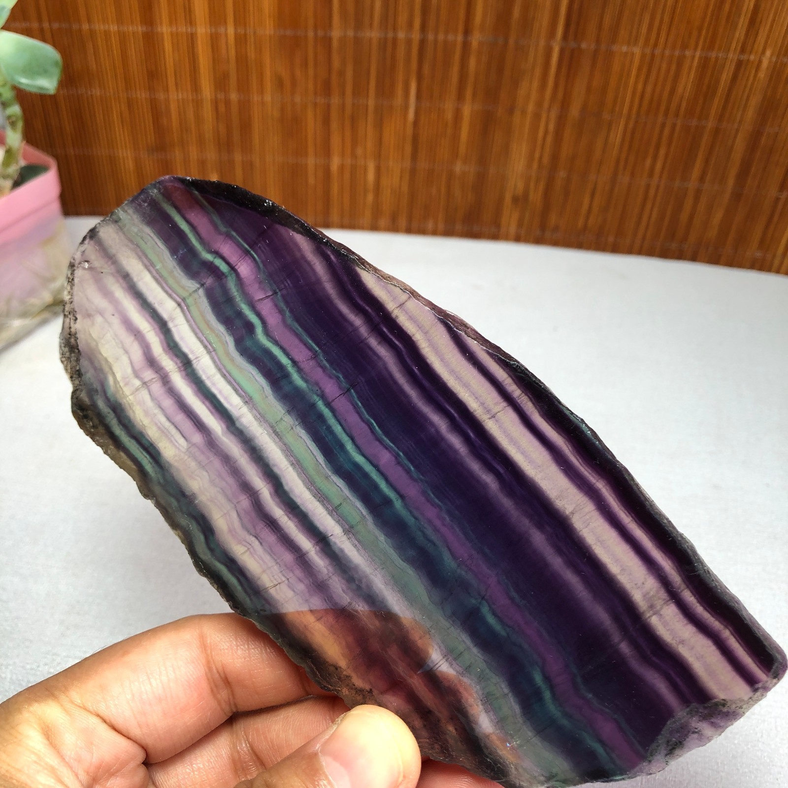 300g Natural Candy fluorite slice Crystal gemstone Polished/rough Specimen A8422