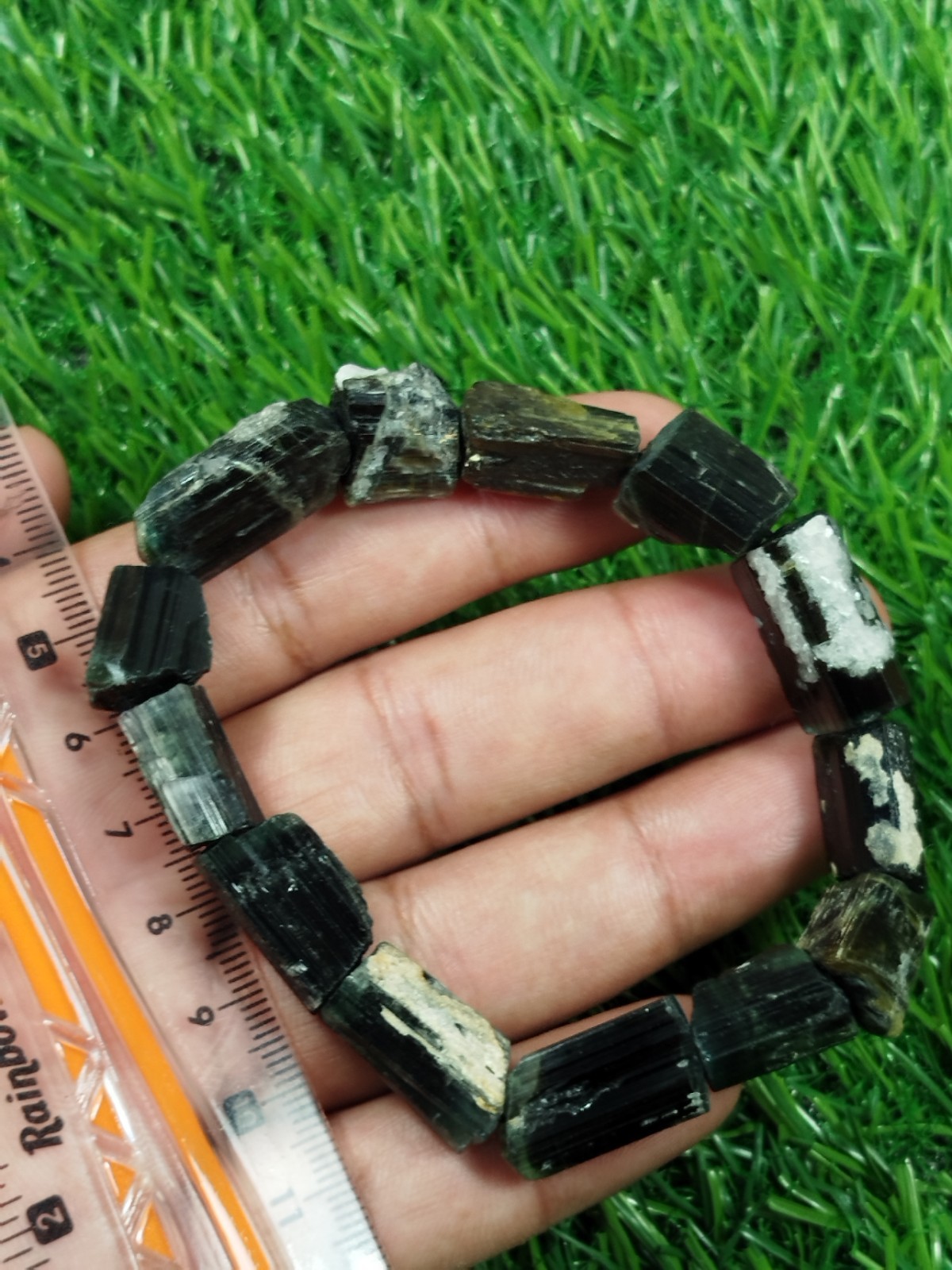 52 Grams Green Cap Tourmaline Stackable Bracelet From Skardu Pakistan