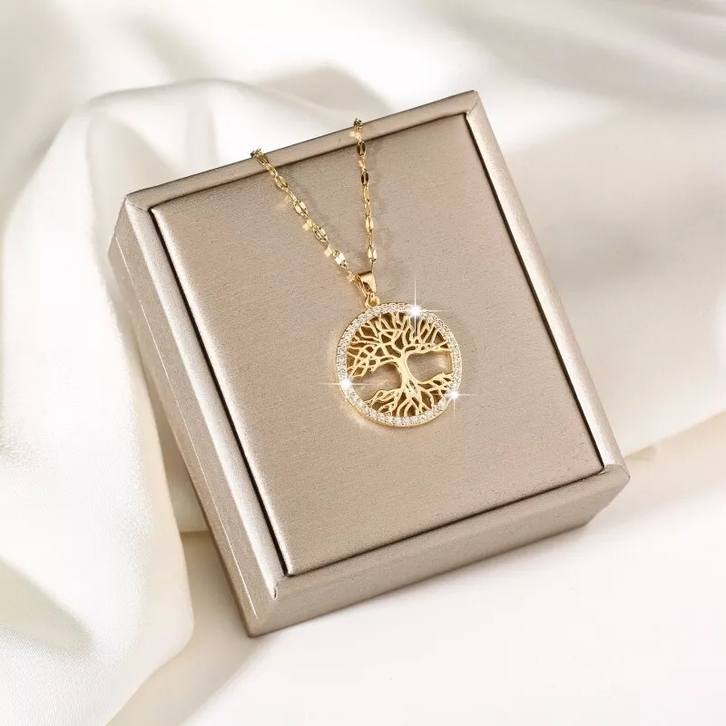 1PC Women’s Fashion Jewelry Gold Cubic Zircon Tree Of Life Pendant Necklace Gift