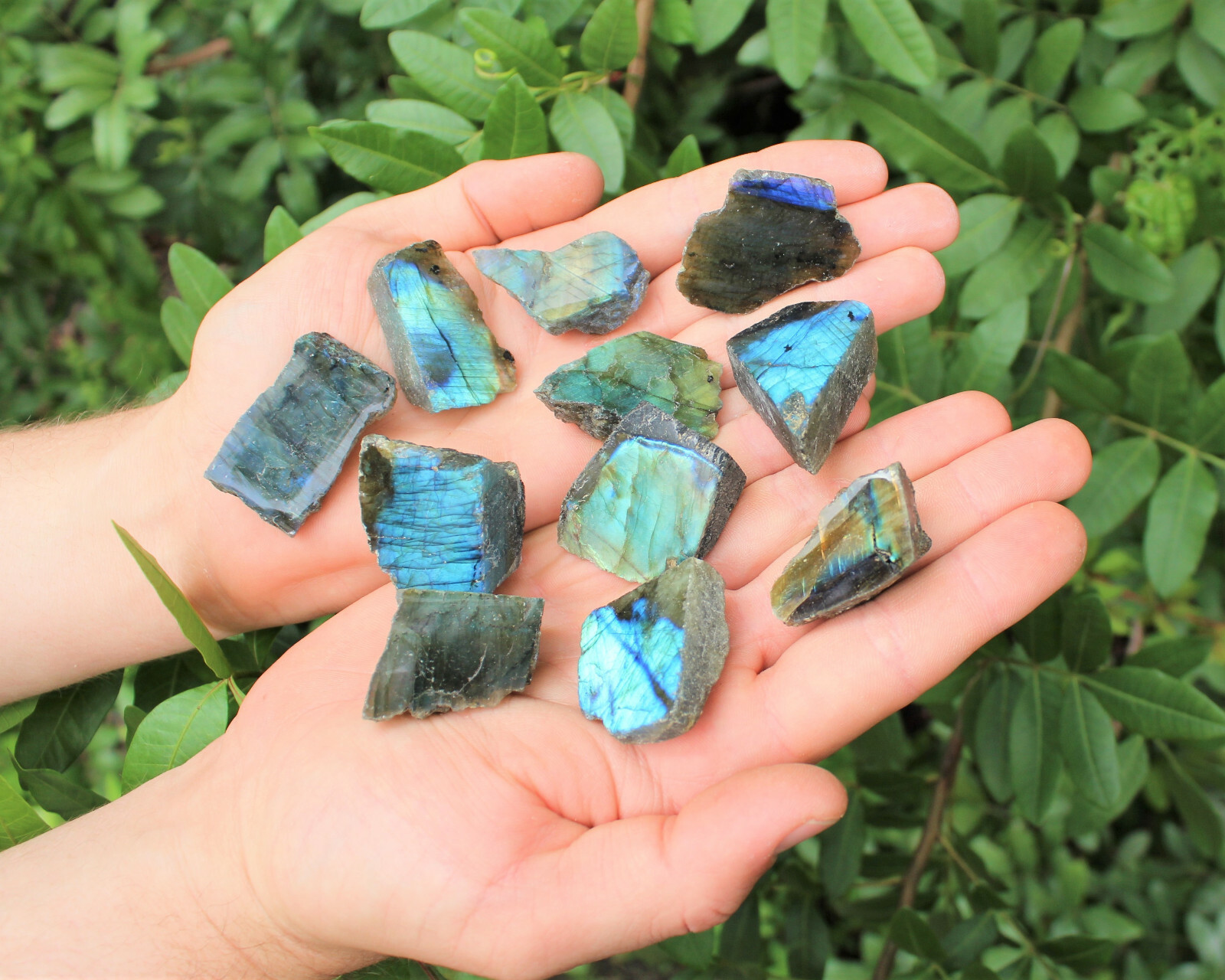 1/2 lb Lots Natural Labradorite Slabs, Polished Face 4 – 7 Peices Wholesale Bulk