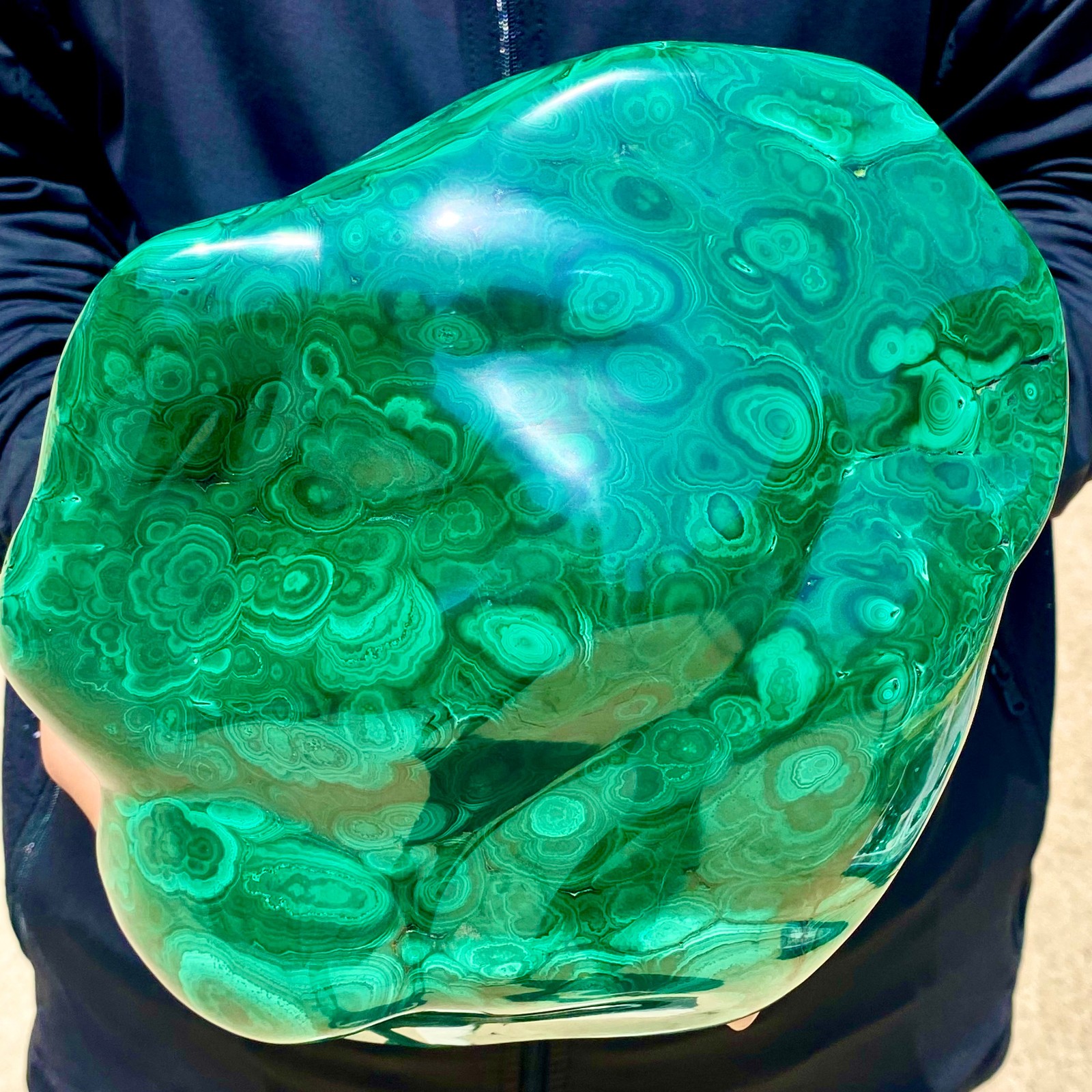 17.41LB Large Natural glossy malachite transparent cluster rough mineral sample