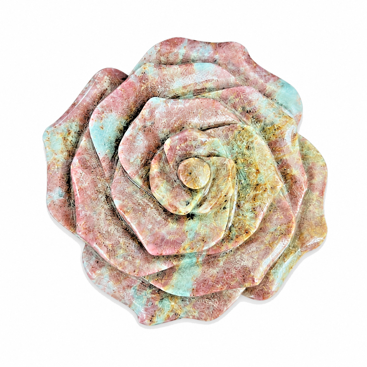 Premium Ruby Kyanite Flower Carving 66mm Sculpture Natural Healing Crystal 170g