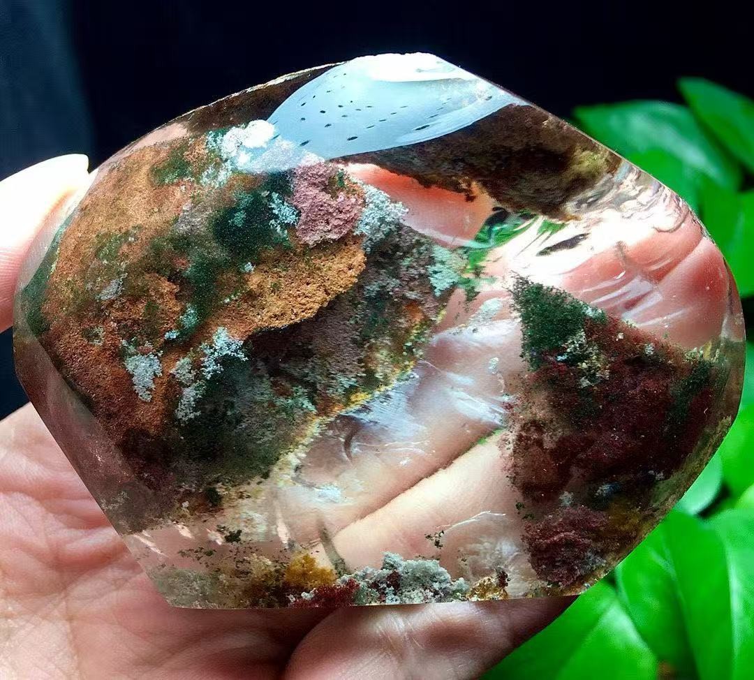 Natural rainbow garden Quartz mineral ghost Crystal specimen Healing+stand