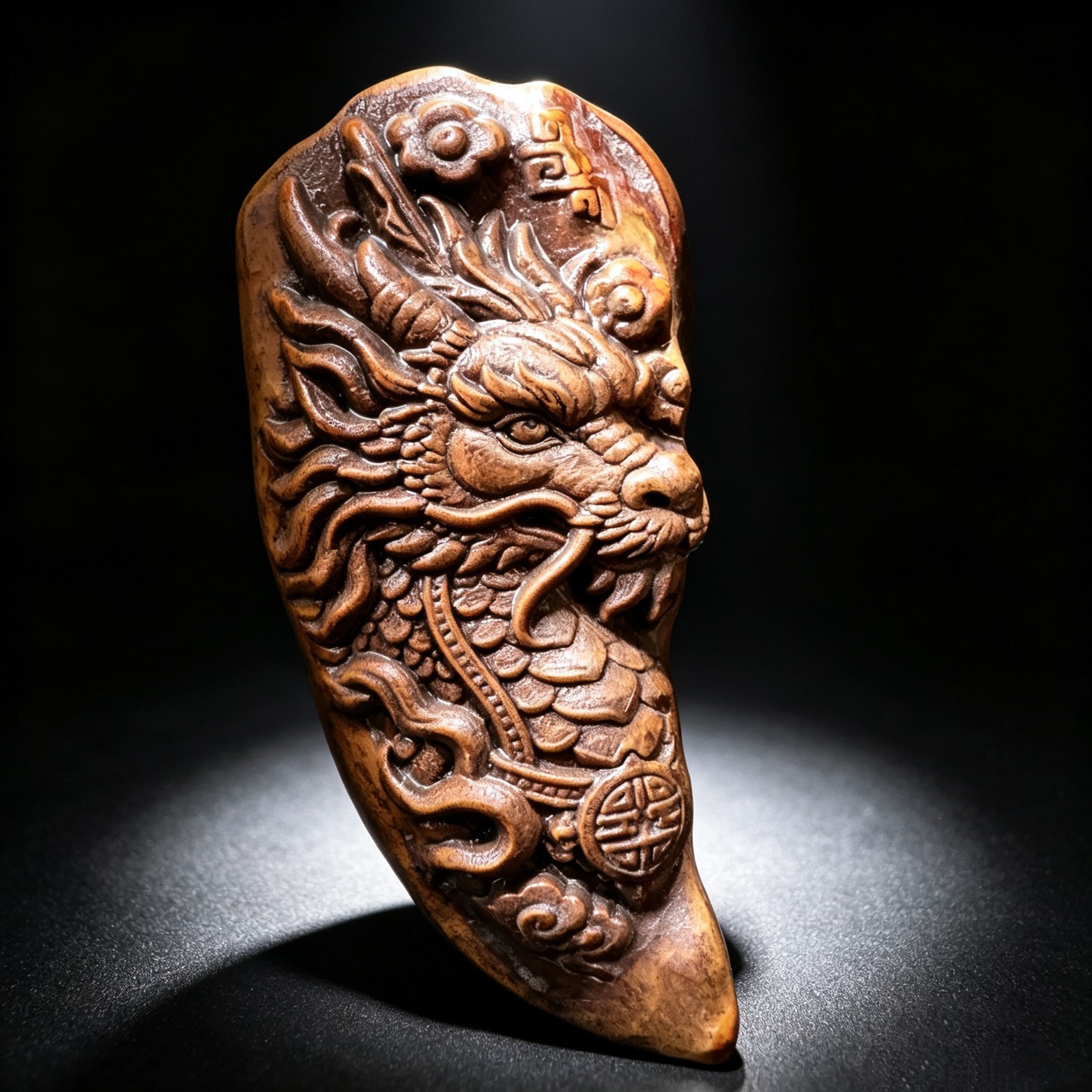 Natural Songhua Stone Dragon Head Fine Carved Polished Crystal Pocket Unique Gif