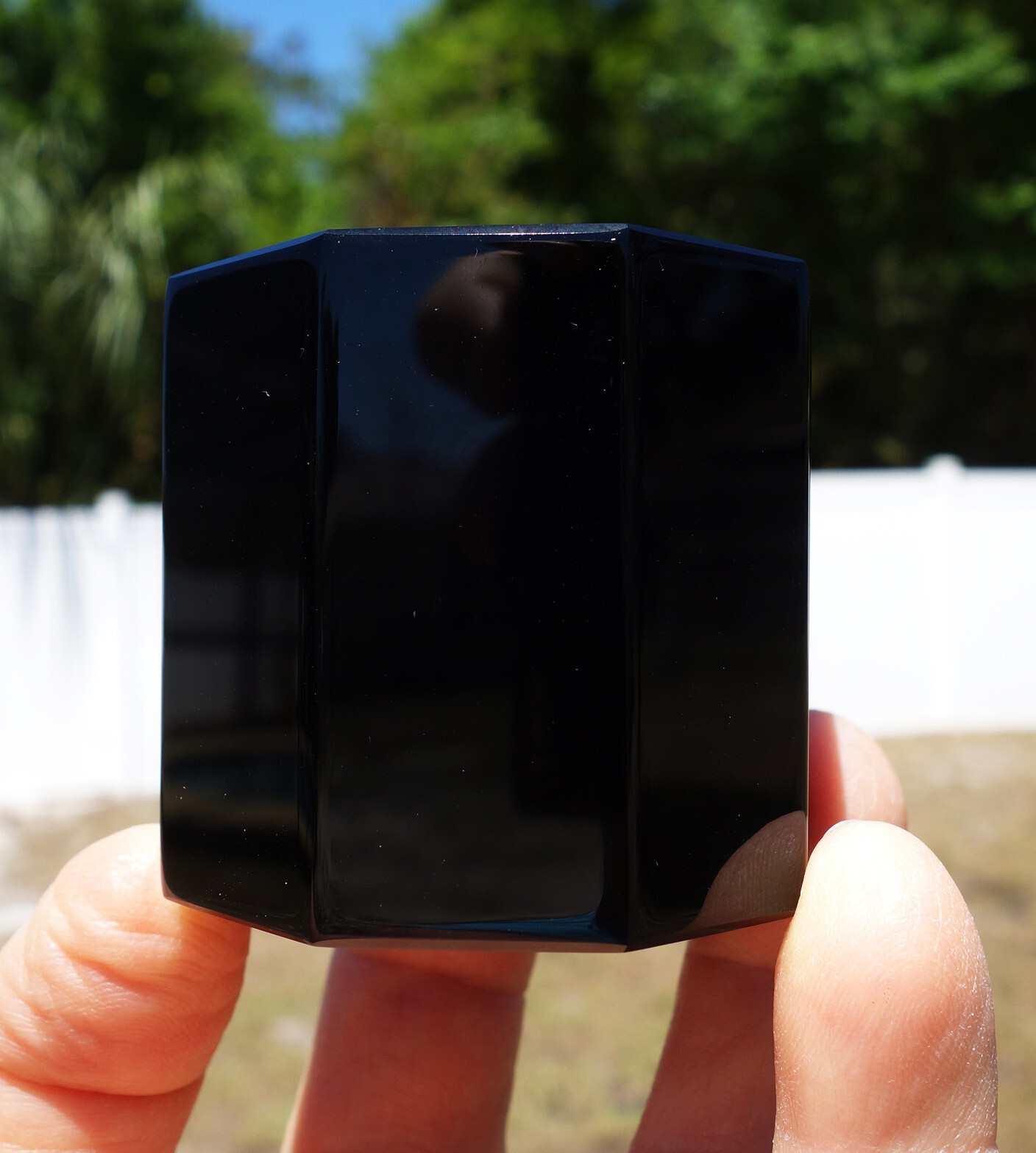Large Black OBSIDIAN Octagon Scrying Mirror Tarot Crystal MEXICO Volcanic Glass