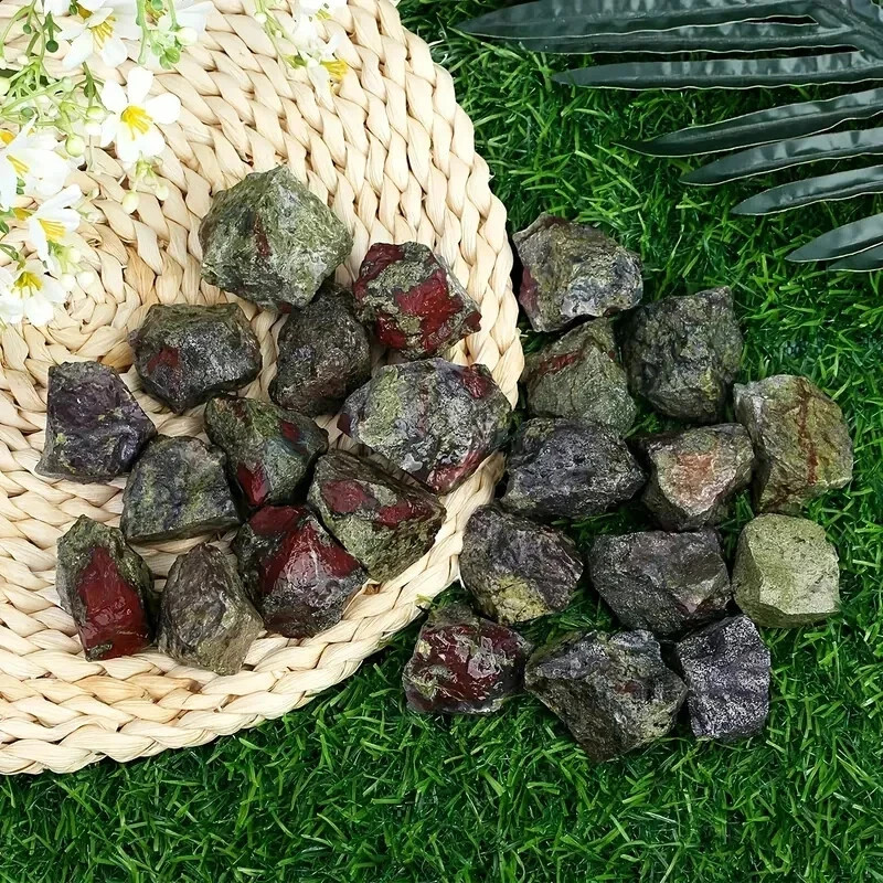 3Pcs Raw Rough Dragon Bloodstone Jasper Chunk Healing Crystal Gemstone Decor