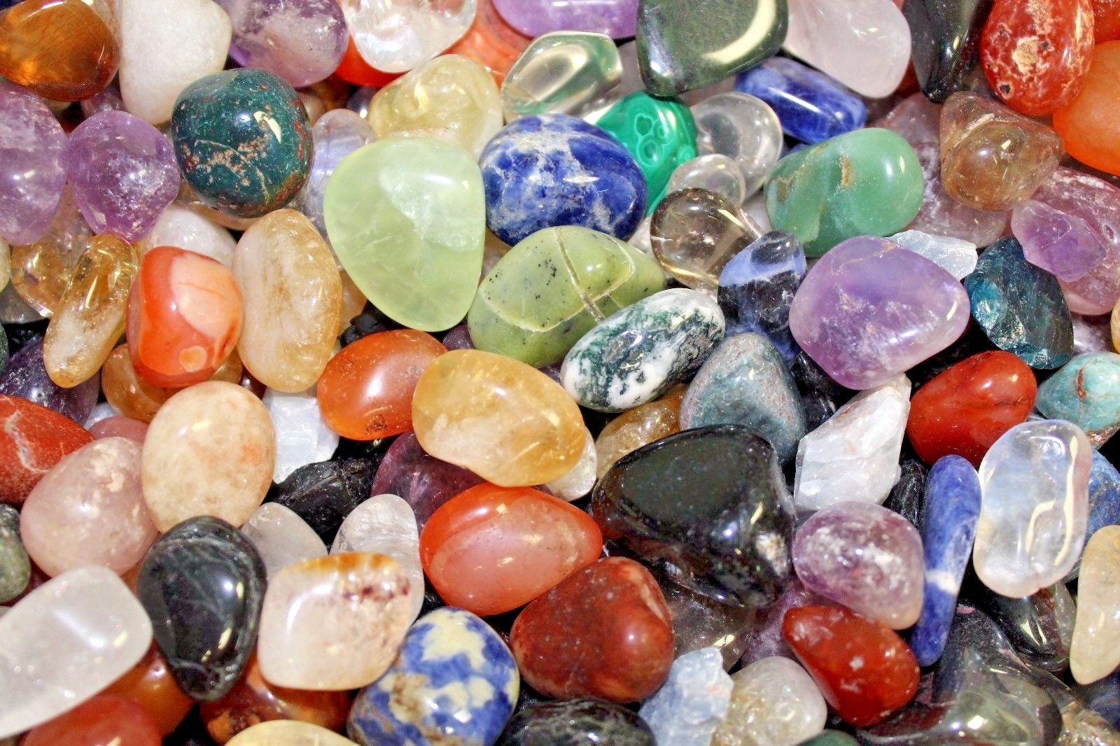 Assorted Mixed Tumbled Stones 1/2 lb Wholesale Bulk Lot MEDIUM Chakra Reiki 8 oz