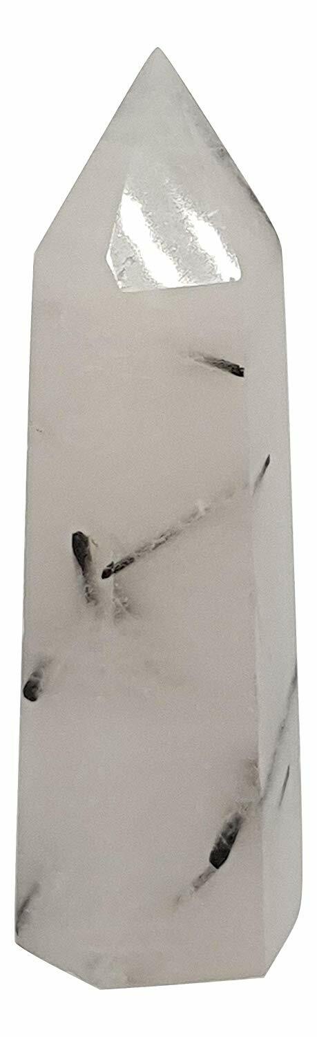 Rutilated Black Tourmaline Quartz Gemstone Point 78 x 25 x 20mm Approx 50g gt11a