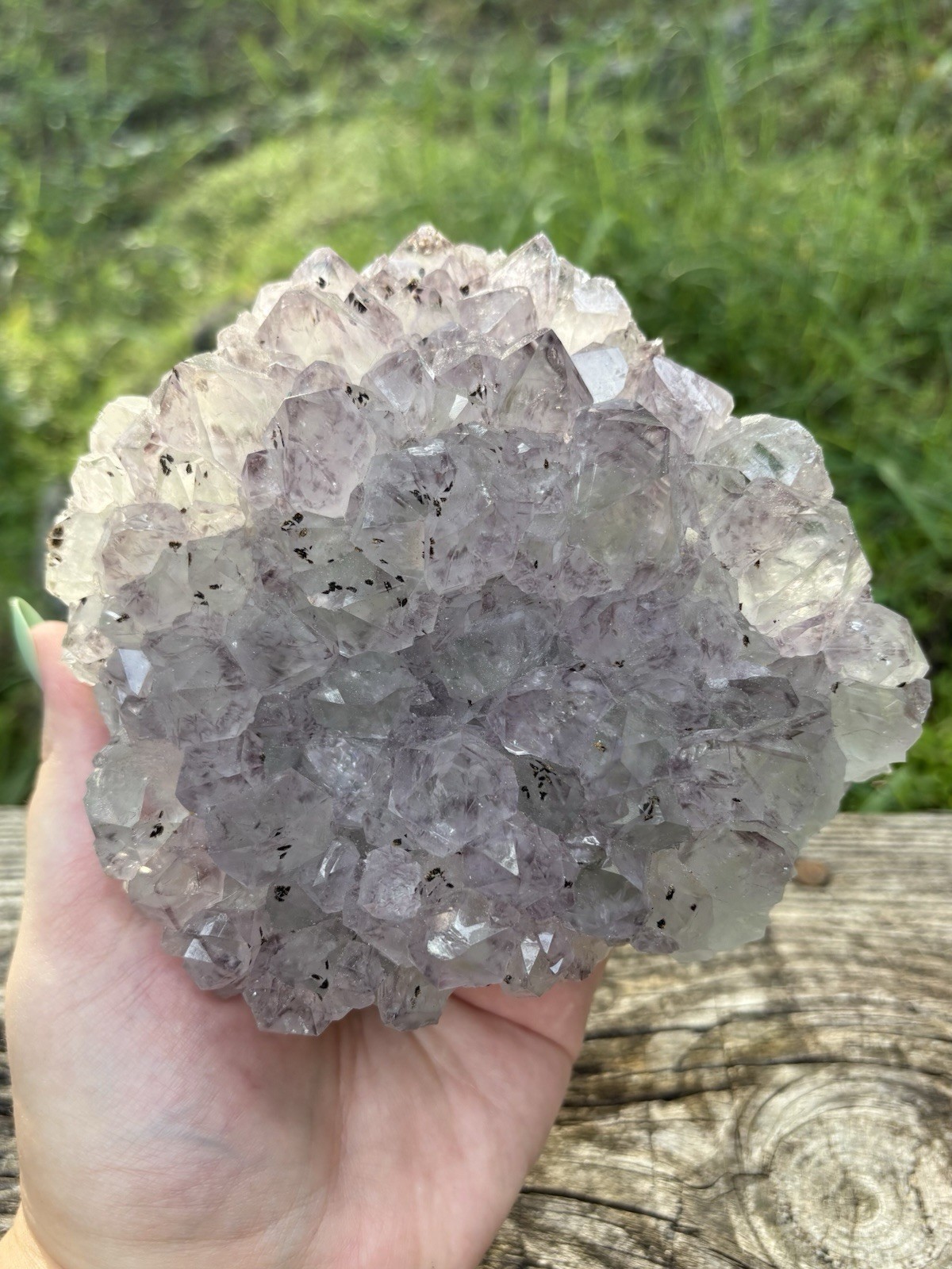 XL Raw Amethyst Flower Cluster- Natural 4.7” Light Purple Druzy Amethyst Crystal