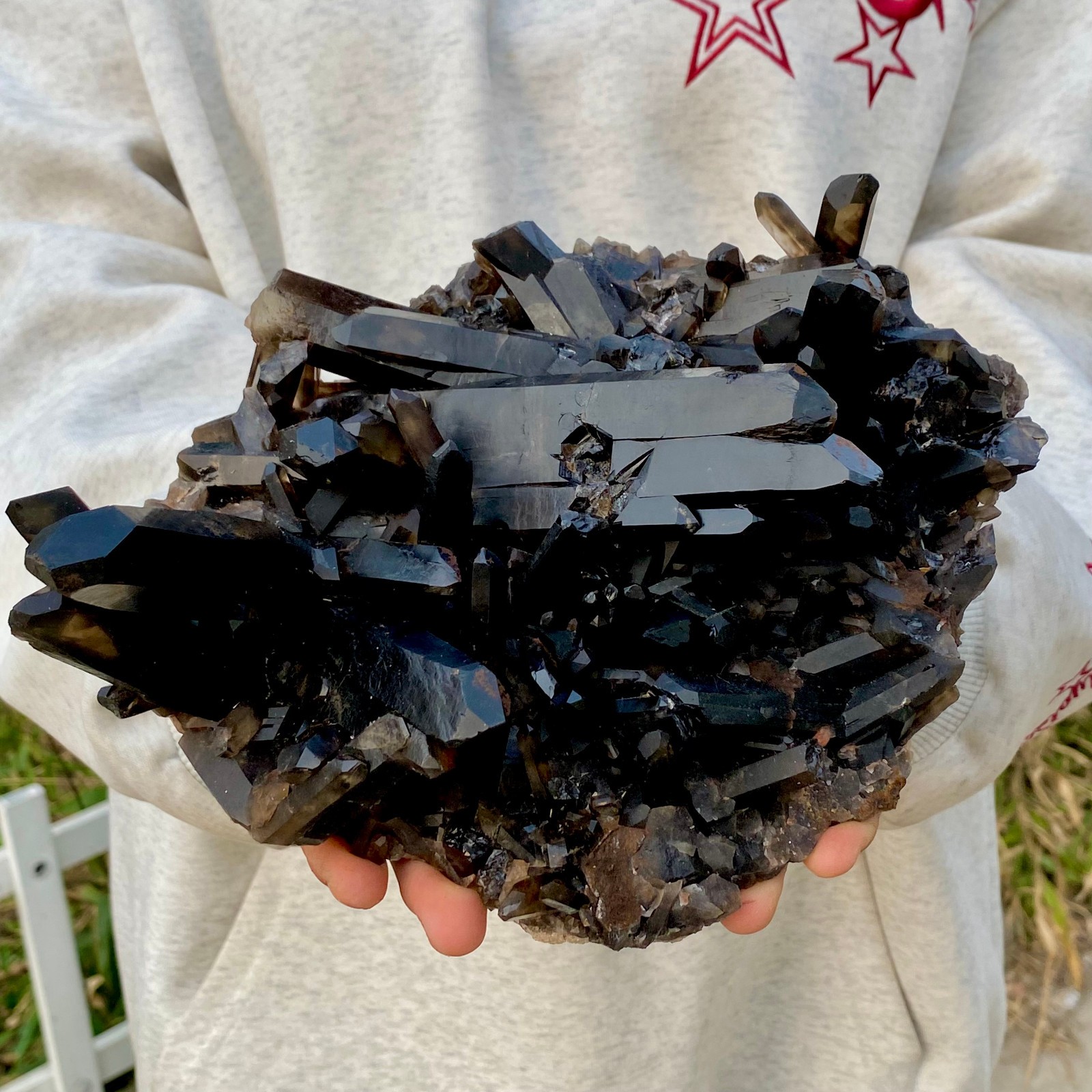 3.7LB Natural Beautiful Black Quartz Crystal Cluster Mineral Specimen Rare
