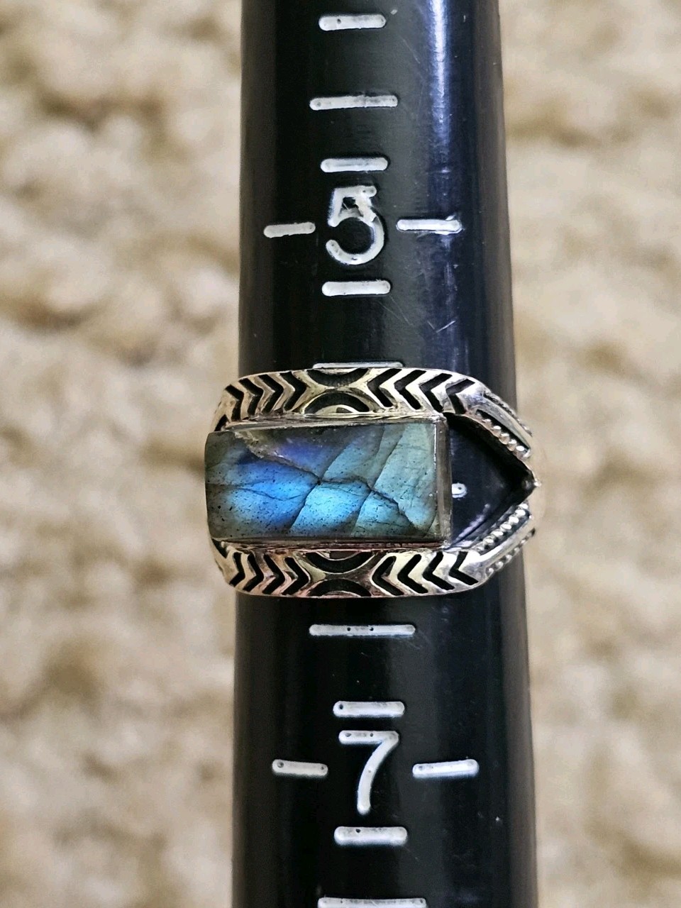 Sterling Silver Labradorite Ring, Size 6, Crystals & Stones, Mineral Specimen