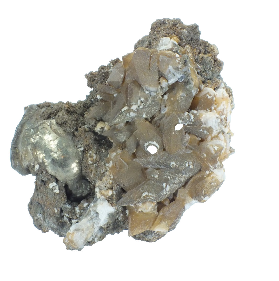 Pyrite with Calcite Crystals Zinc Corp Mine Broken Hill NSW Australia (EA11026)