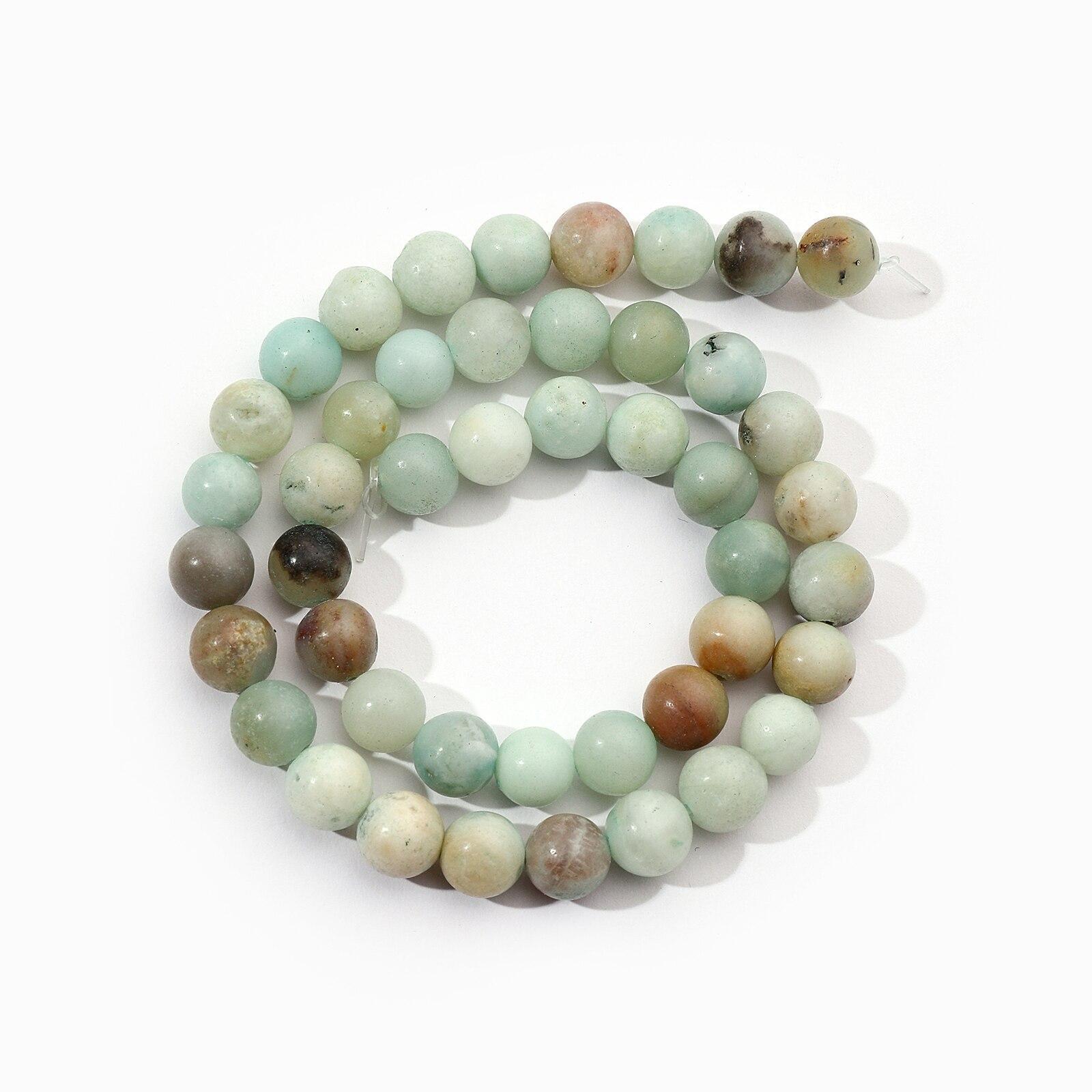 6mm Natural Gemstone Beads Tourmaline Rose Quartz Amazonite Diy Jewelry