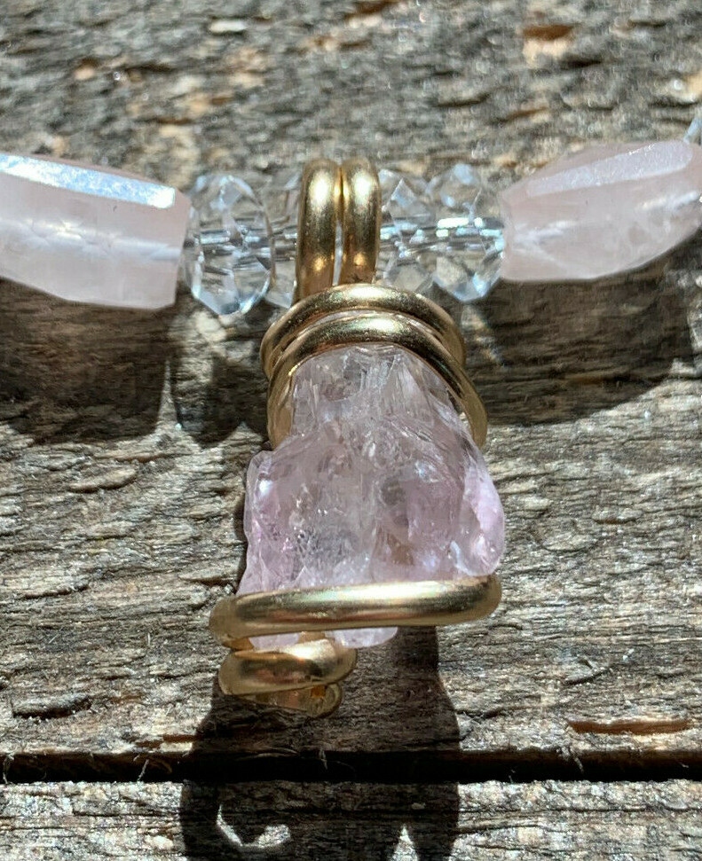 *GORGEOUS TERMINATED ROSE QUARTZ BRAZIL HIMALAYAN QUARTZ CHOKER NECKLACE*