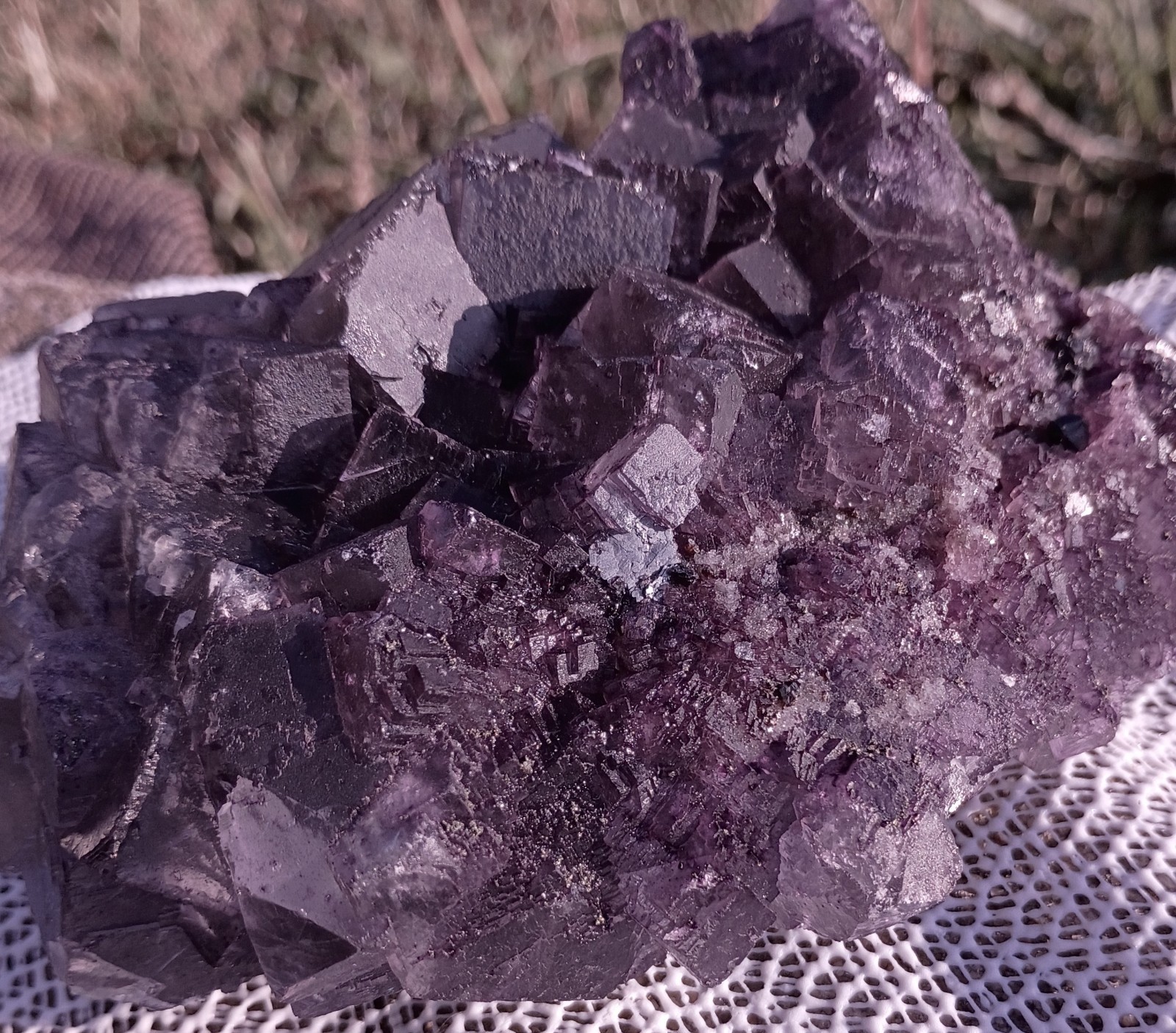 Very Large Purple Fluorite Crystal Cluster Display Specimen