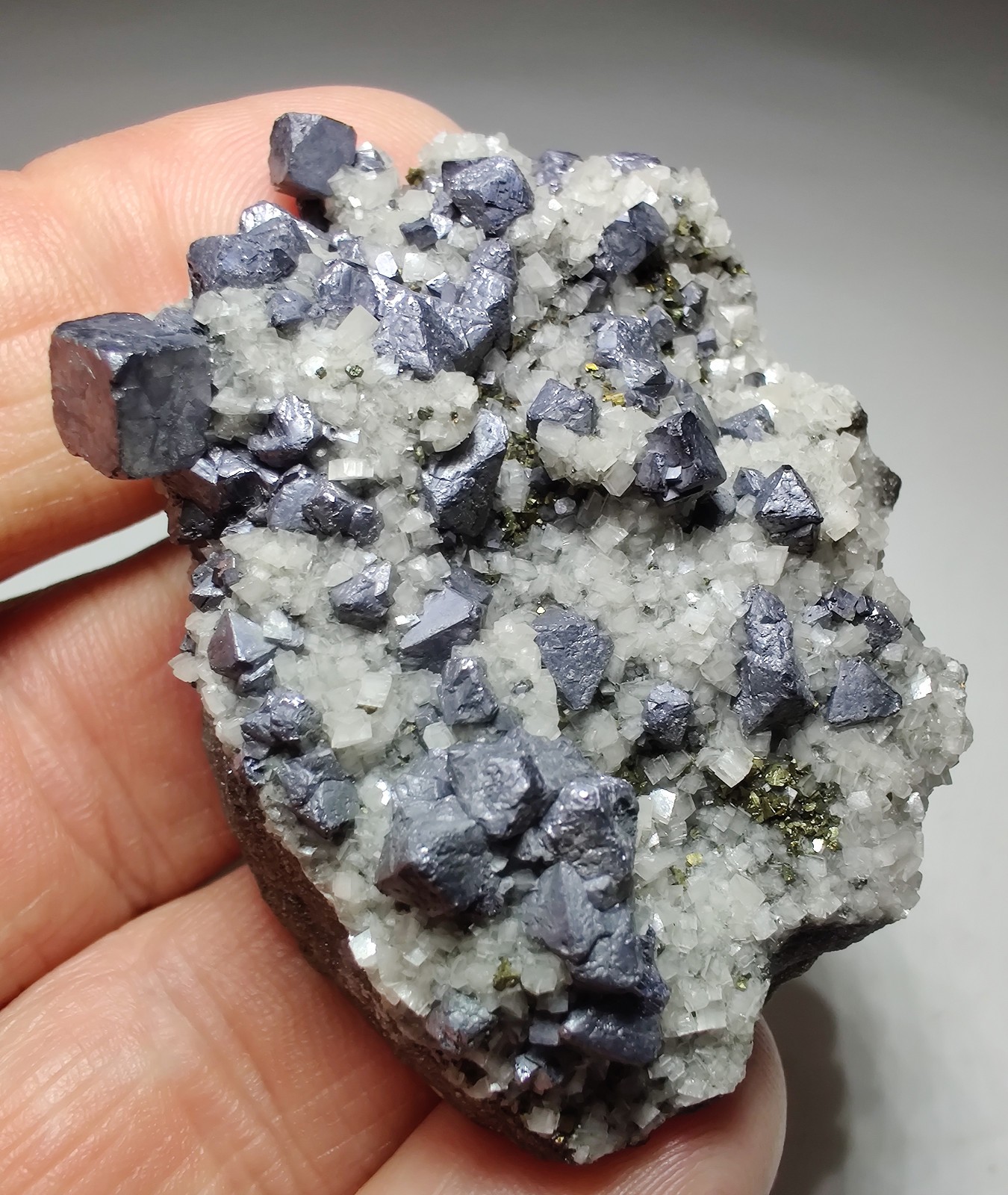 Galena with Dolomite, Chalcopyrite crystals. Viburnum Trend, Missouri. 59 grams.