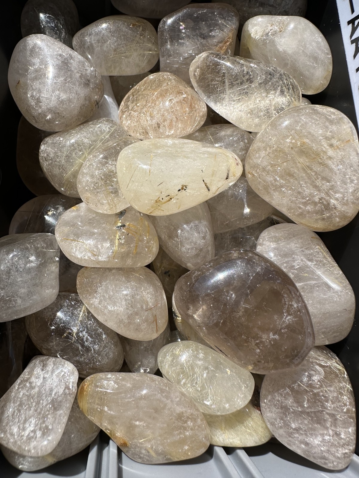 Golden Rutilated Quartz Tumbled Stone – Polished Natural Gold Rutilated Quartz