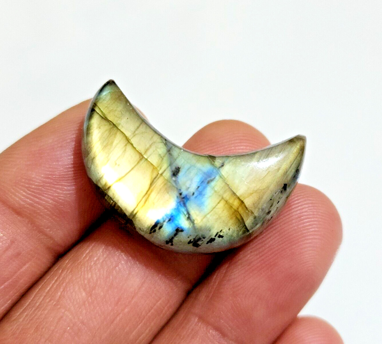 100% Natural 45.50 Crt Multi Labradorite Moon Shape Loose Gemstone For Jewelry