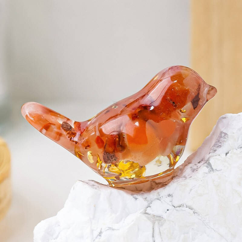 Natural Quartz Crystal Gravel Drops Glue Bird Mini Healing Birdie Resin Decor