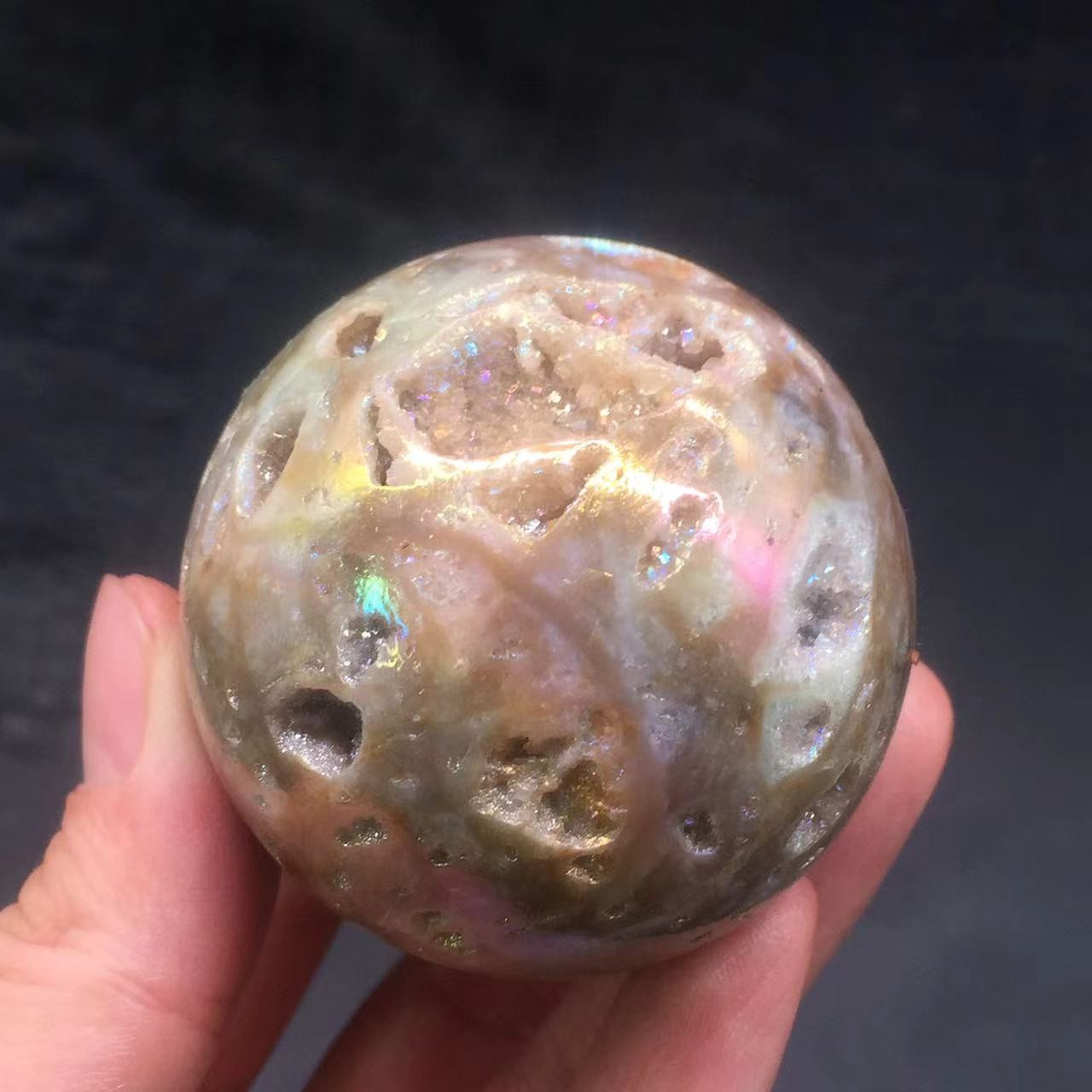 Angel Aura Natural Sphalerite Crystal Geode Druzy Ball Healing Decorate 54mm